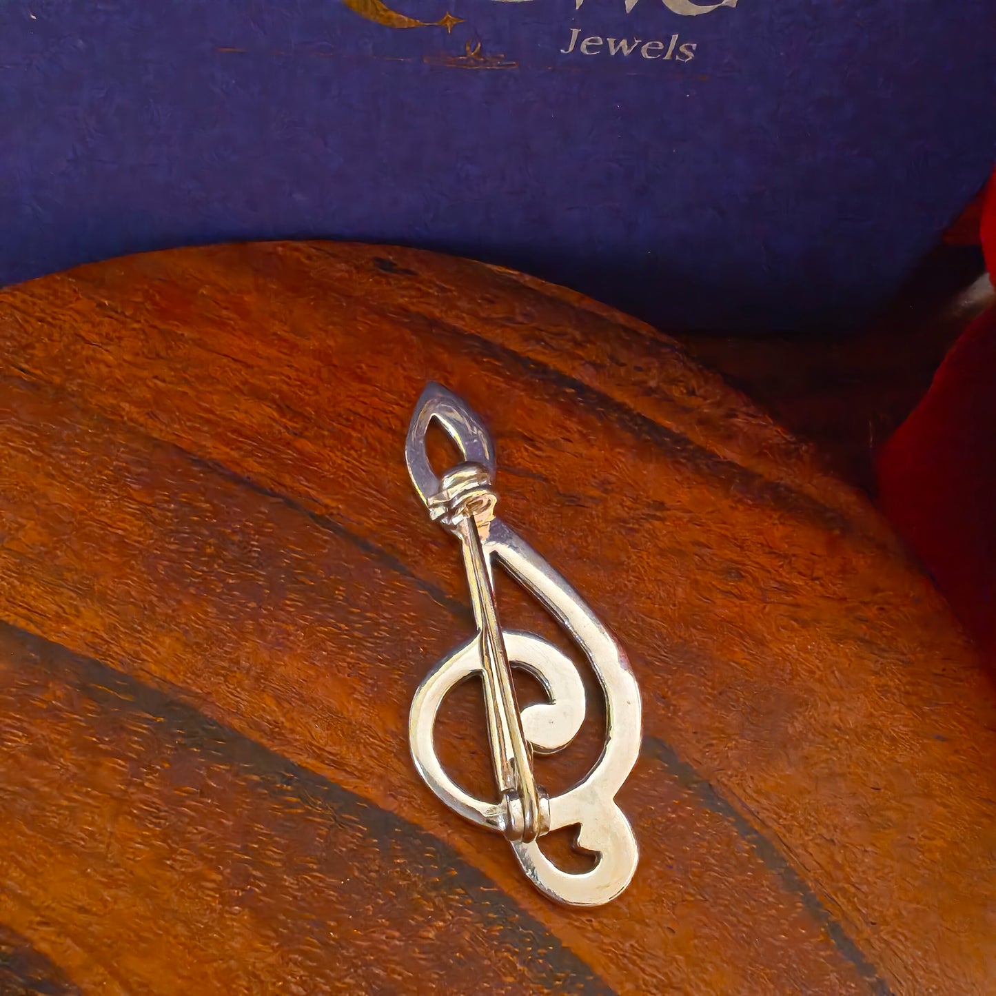 925 Vintage Silver and Marcasite Music Note.  Brooch Pendant