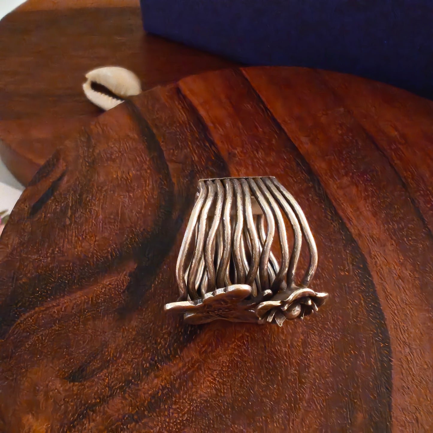 Boho Butterfly And Flower Wire Waves Sterling Silver Ring