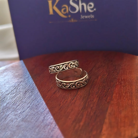 Everyday Dainty Indian Curved Pattern Silver Toe Ring