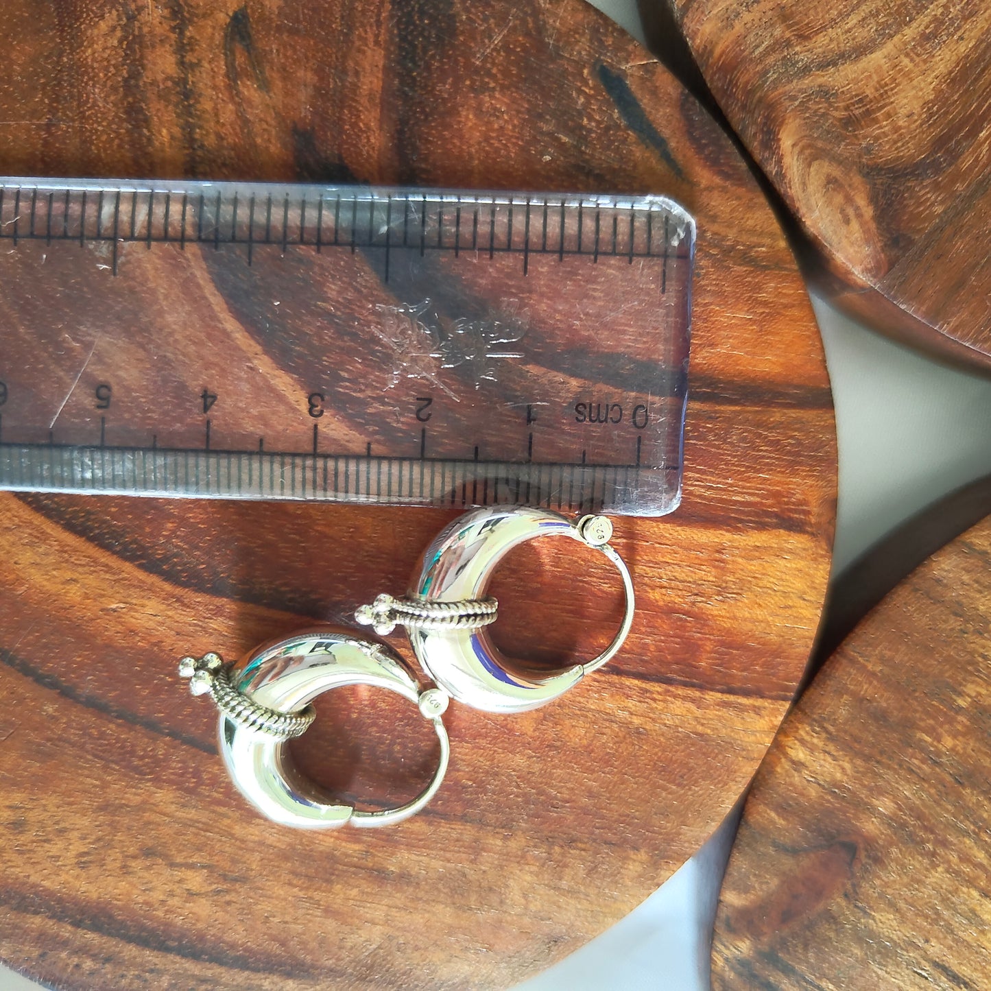 92.5 Silver Crescent Designer Hoop With Rava Small (ii)