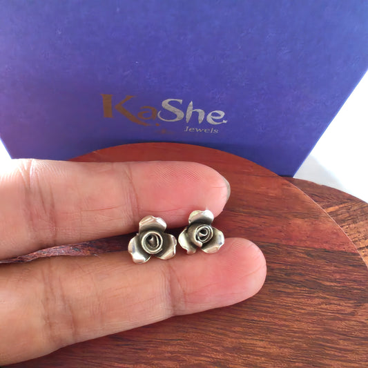 Floral 3D Rose Earring With Post Stud Mini