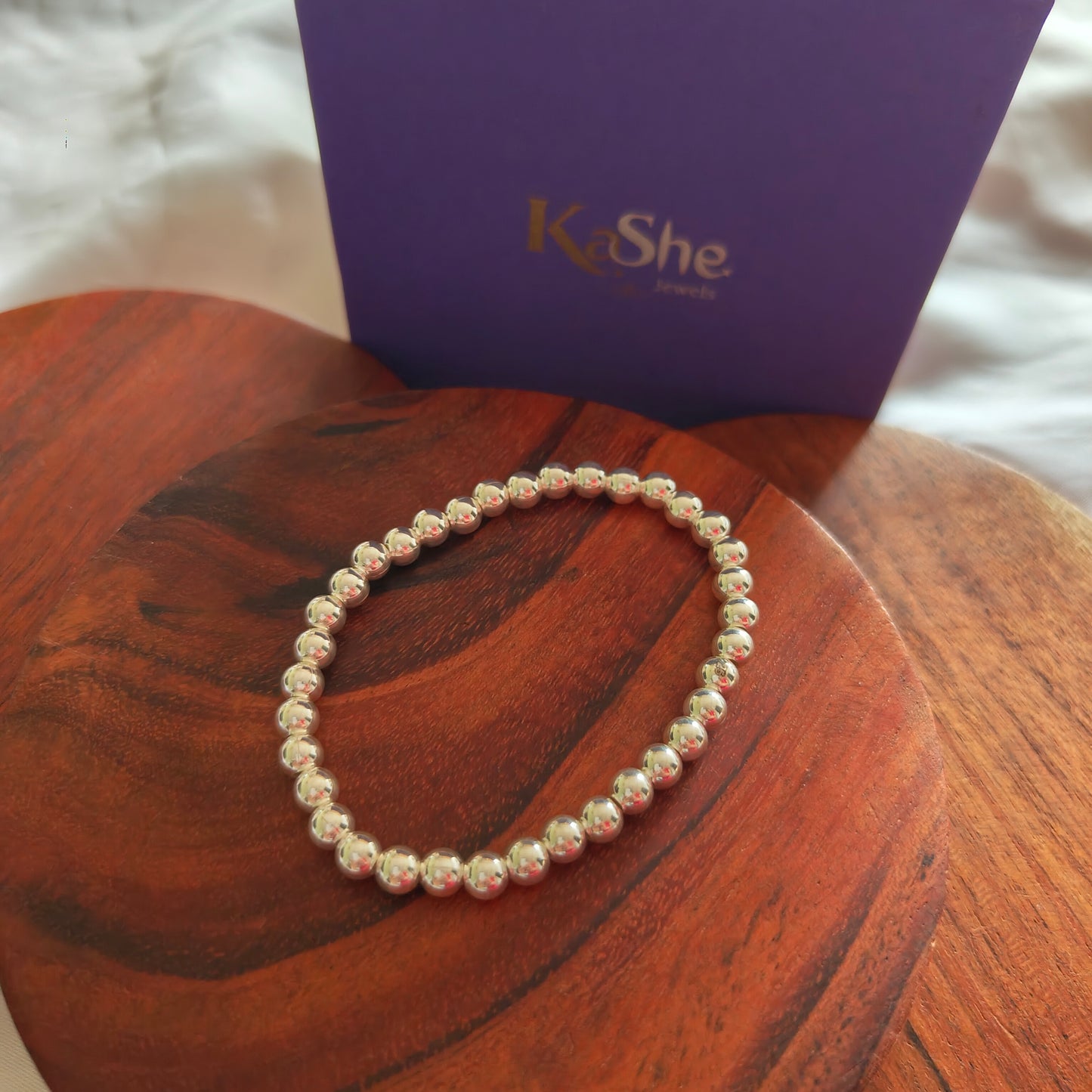 Exquisite Classic Silver Beads Elastic Bracelet