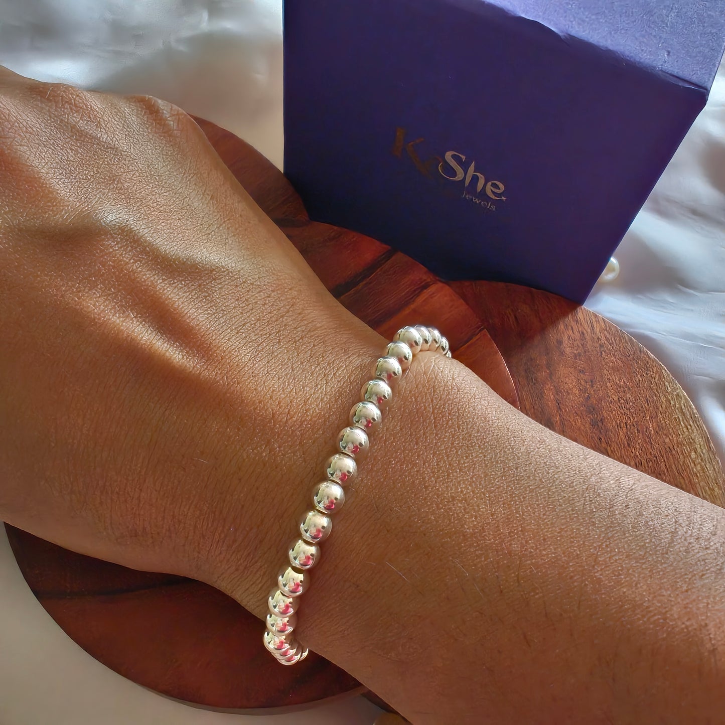 Exquisite Classic Silver Beads Elastic Bracelet