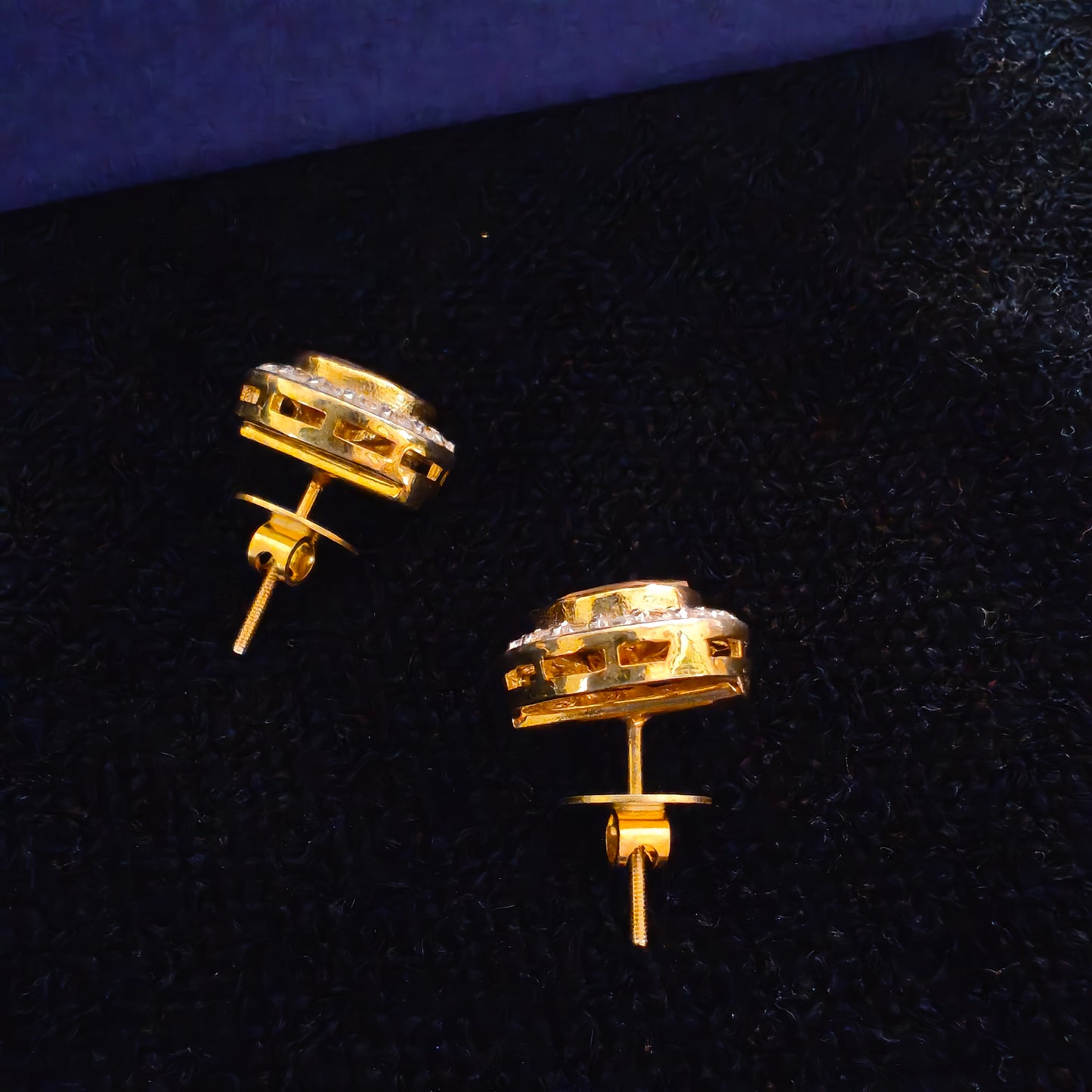 Gold Plated Mossainite Floral Earring with Post Stud