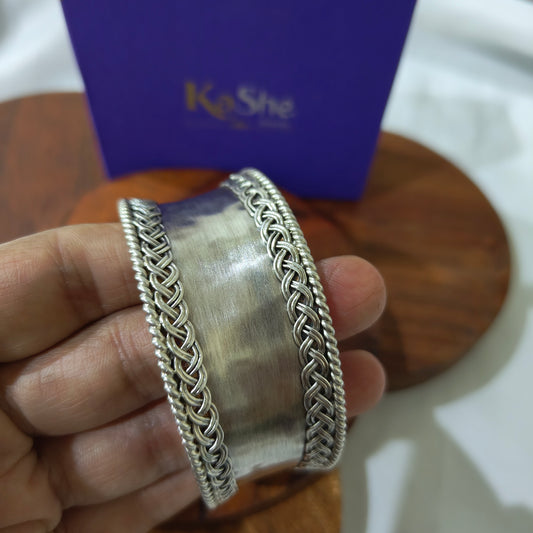 Statement Exclusive Textured Sterling Silver Cuff Bracelet (iii)