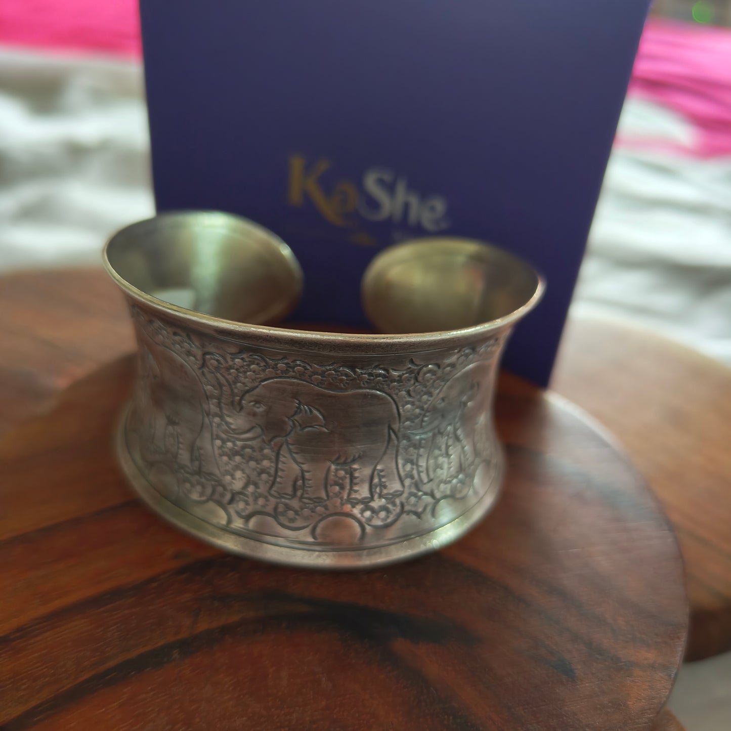 Statement Exclusive Elephant Patterns 925 Silver Cuff Bracelet