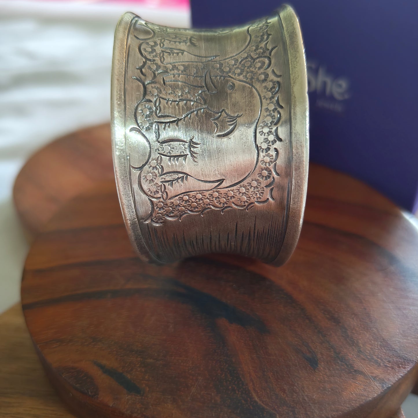 Statement Exclusive Elephant Patterns 925 Silver Cuff Bracelet