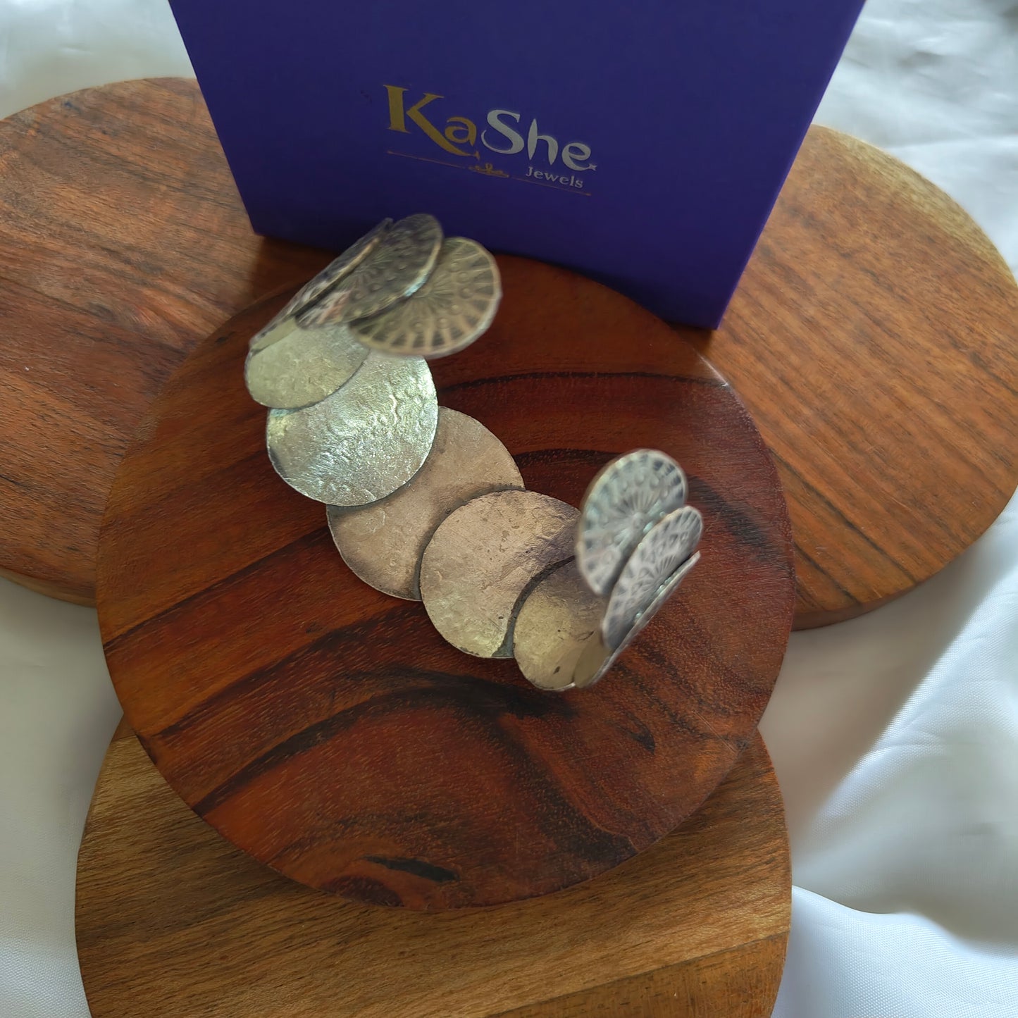Statement Exclusive Circular Patterned 925 Silver Cuff Bracelet