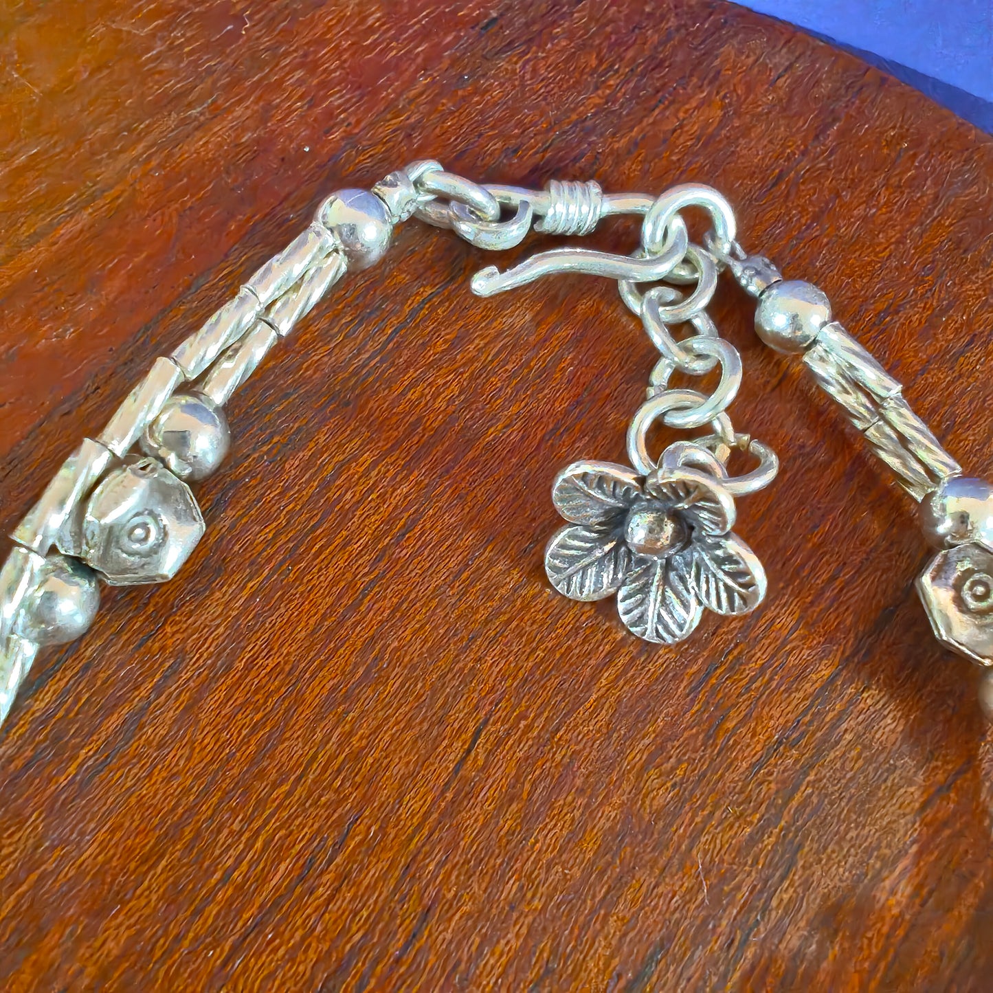 Exquisite Two Layered Loose Bracelet With Flowers And Ball Charms