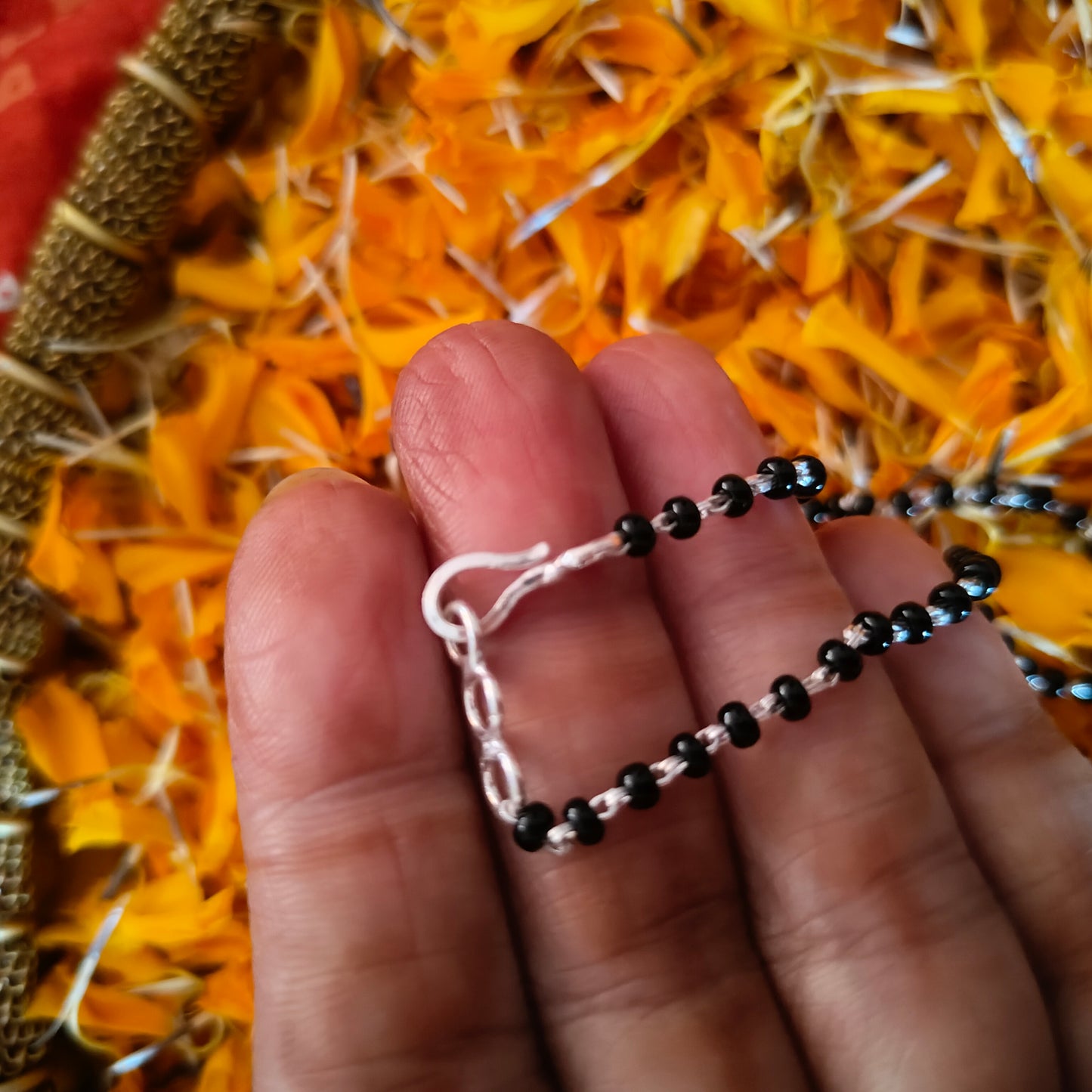 Mangalsutra Necklace Set Handcrafted Chand And Flower Motif Pendant With Intricate Work  And Pearl Drops With Matching Earrings