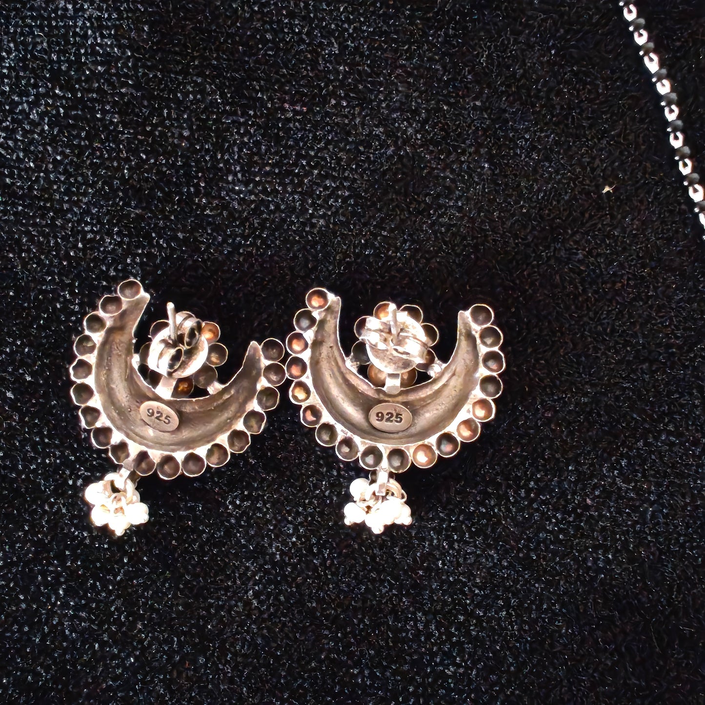 Mangalsutra Necklace Set Handcrafted Chand And Flower Motif Pendant With Intricate Work  And Pearl Drops With Matching Earrings