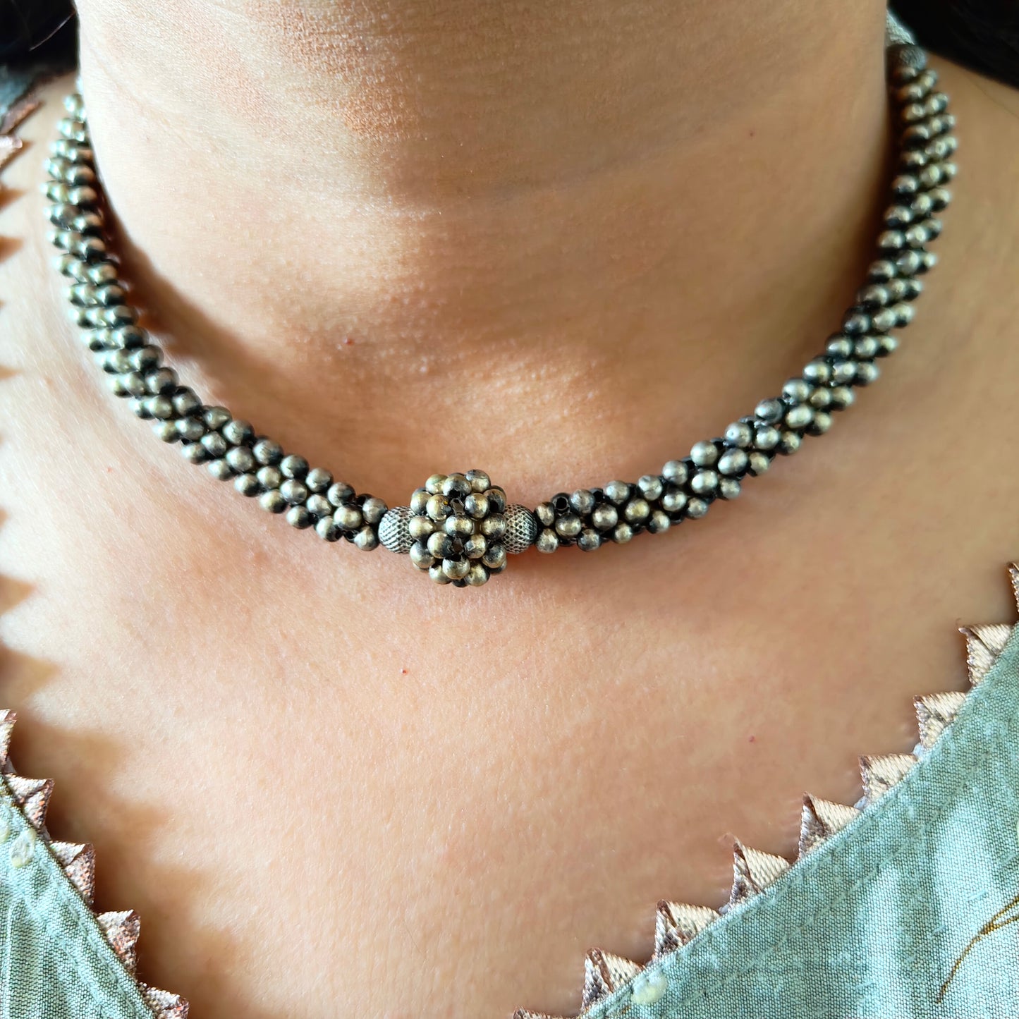 925 Silver Thushi Necklace With Centre Choker