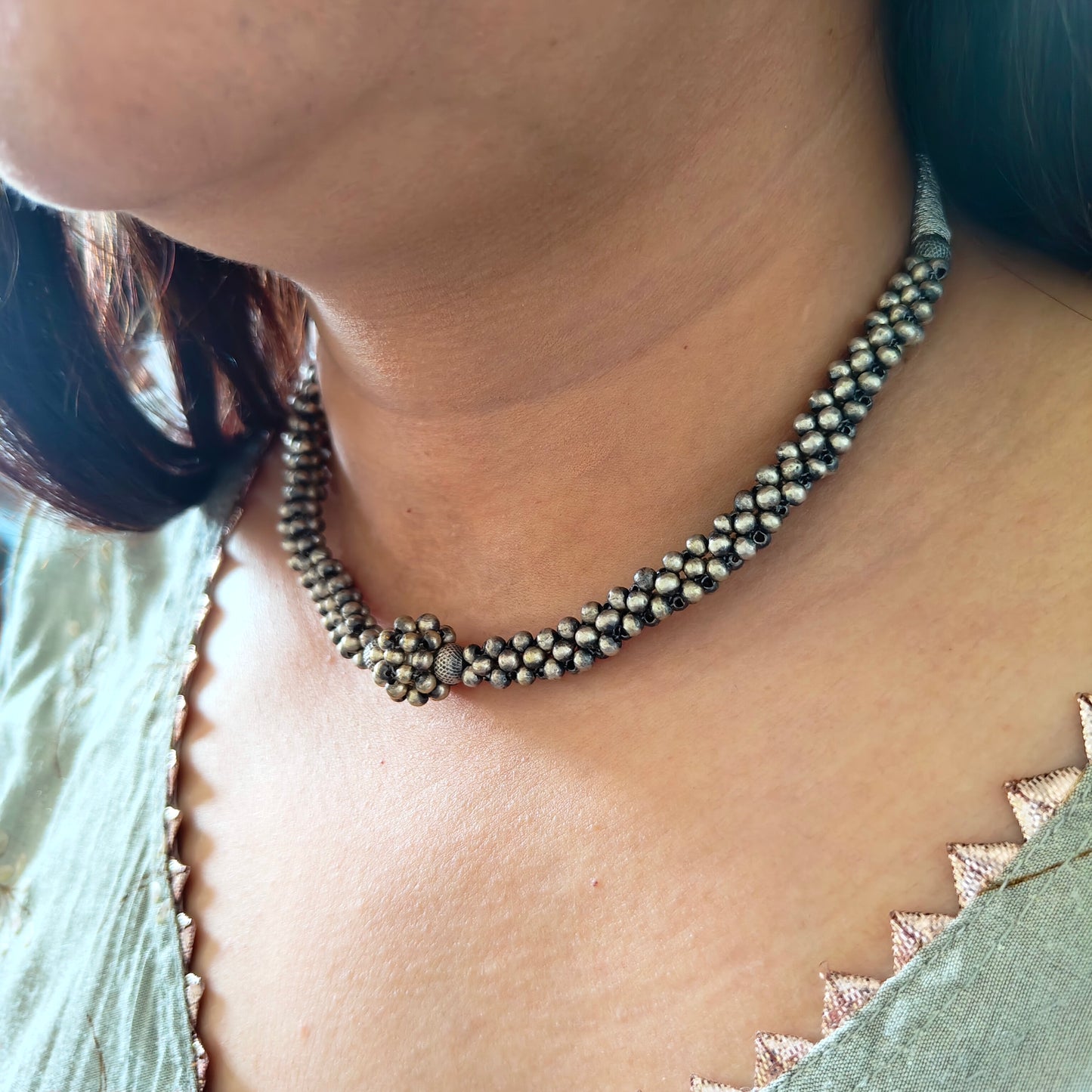 925 Silver Thushi Necklace With Centre Choker