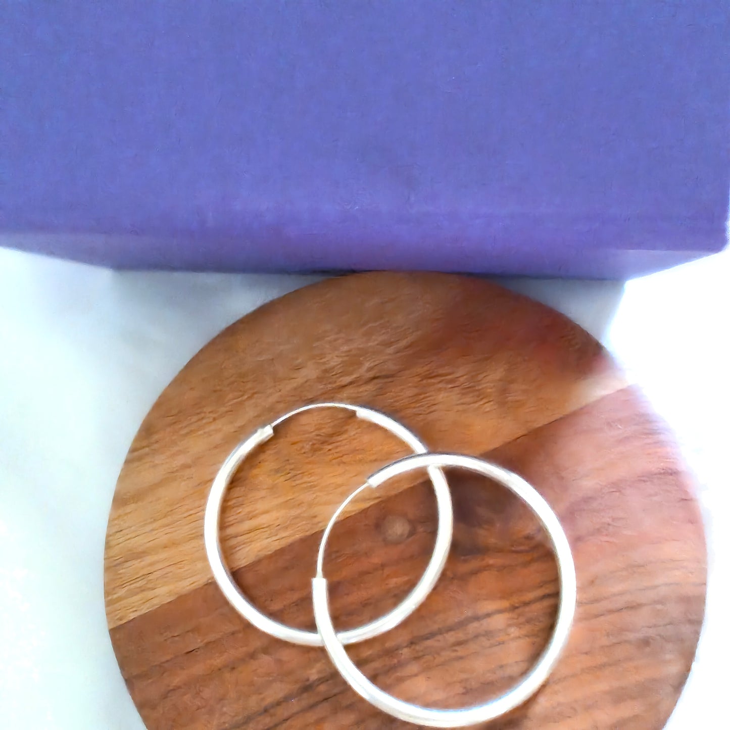 925 Silver Classic Evergreen Thick Baali Hoops Medium Size