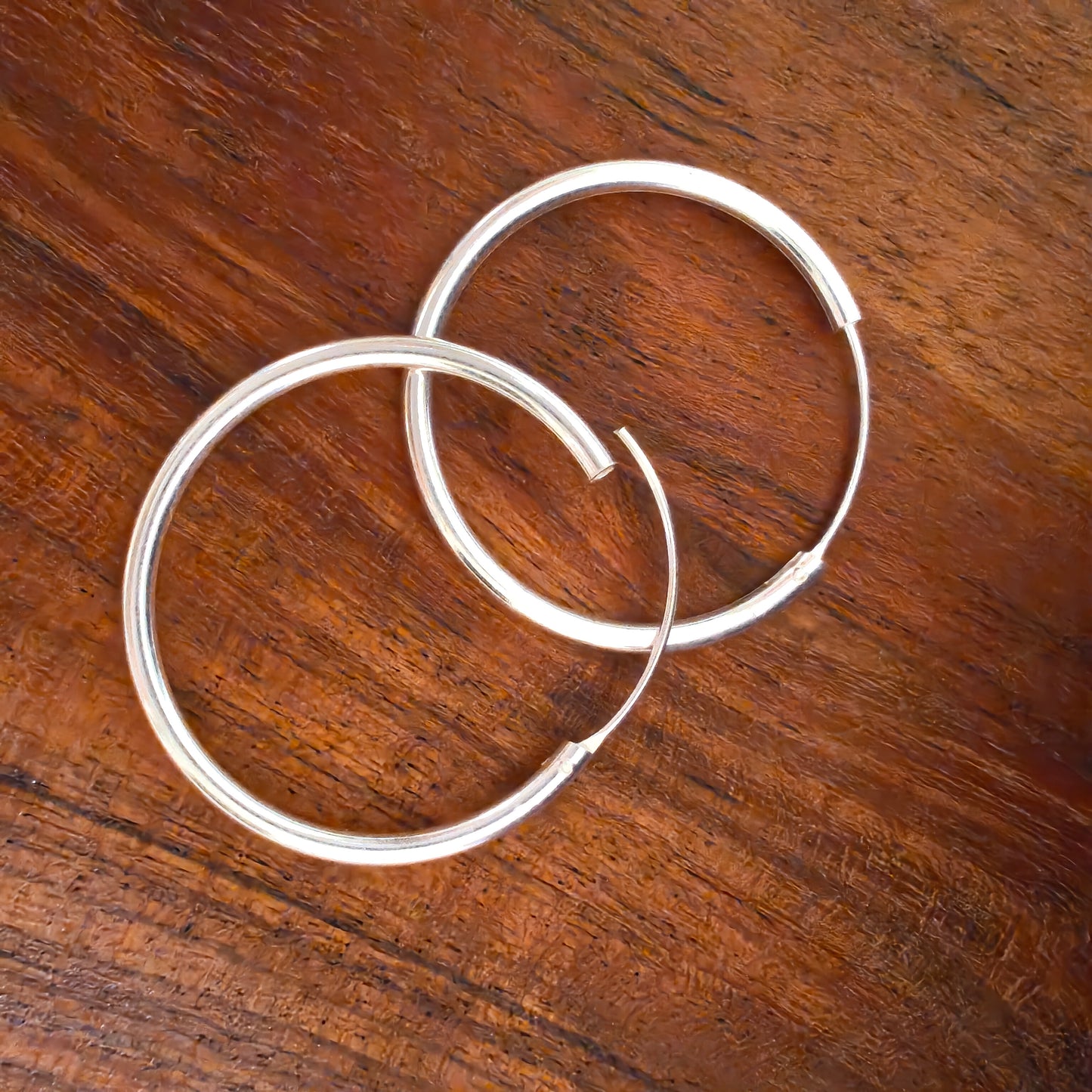 925 Silver Classic Evergreen Thick Baali Hoops Small Size