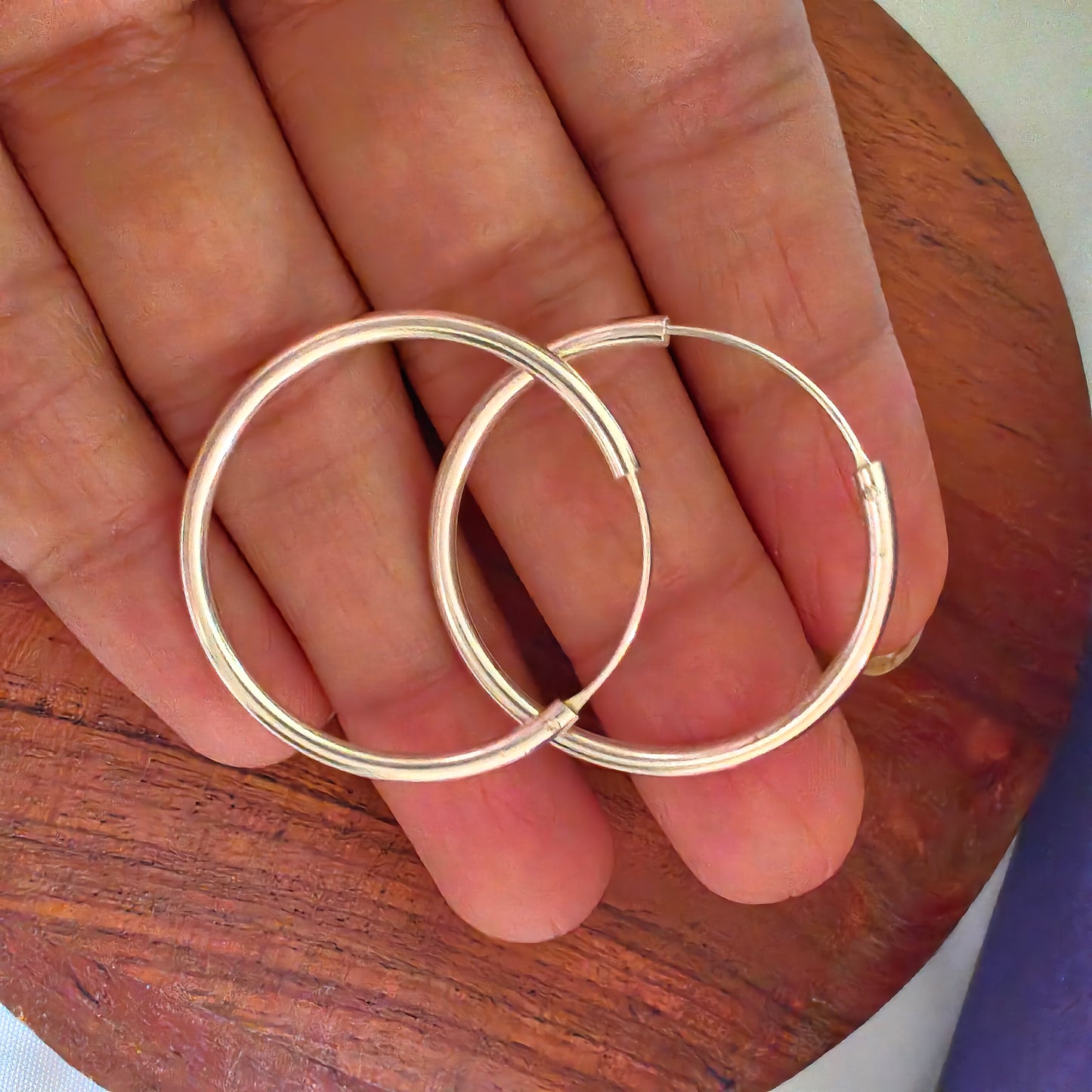 925 Silver Classic Evergreen Thick Baali Hoops Small Size
