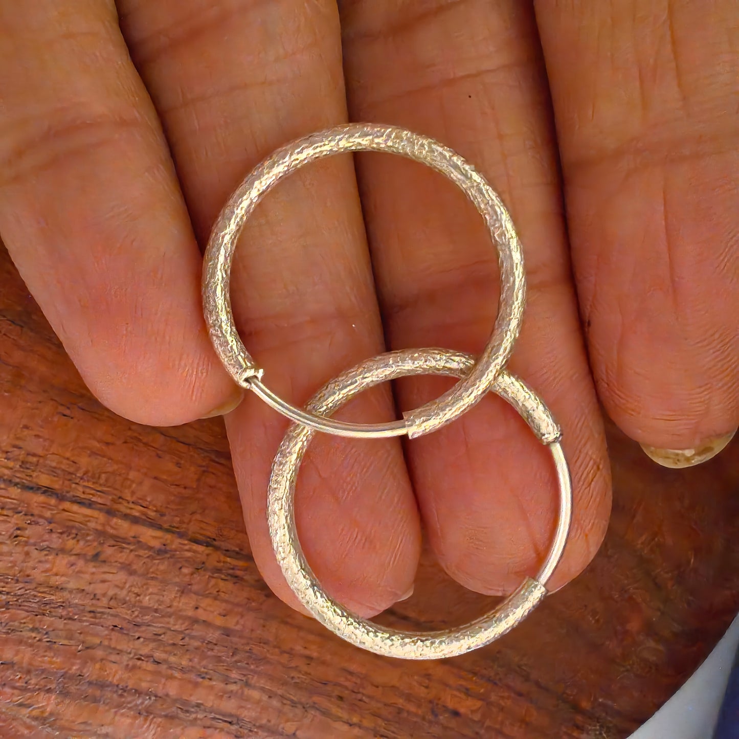 925 Silver Classic Evergreen Matt Textured Baali Hoops Small Size