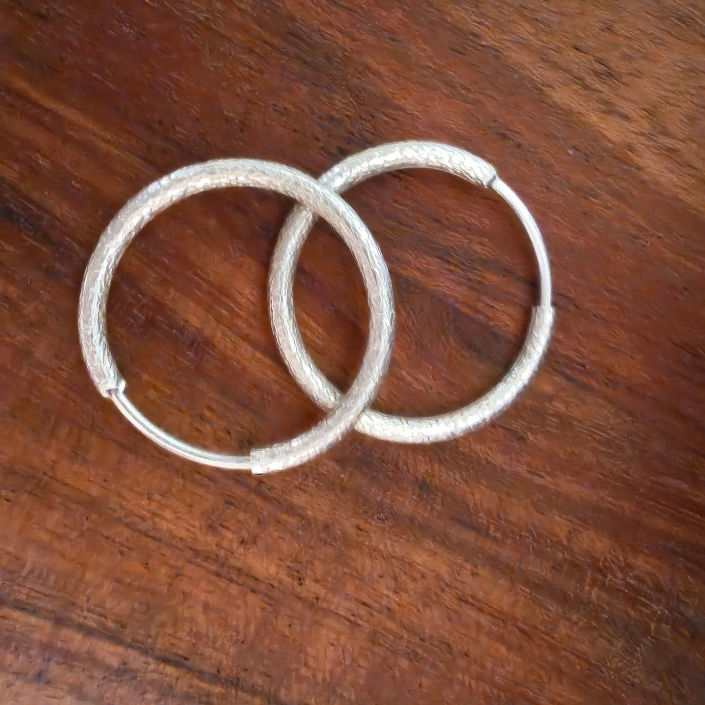 925 Silver Classic Evergreen Matt Textured Baali Hoops Small Size
