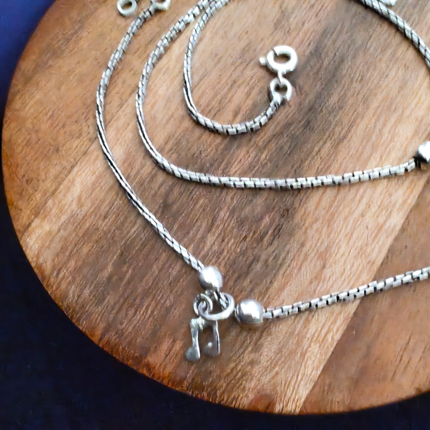 925 Silver Women Textured Anklet With Music Notes ( Pair)