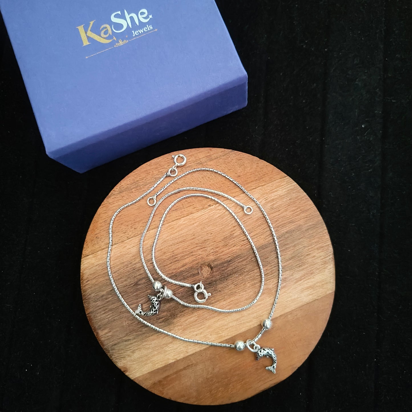 925 Silver Women Anklet With Dlophin ( Pair)
