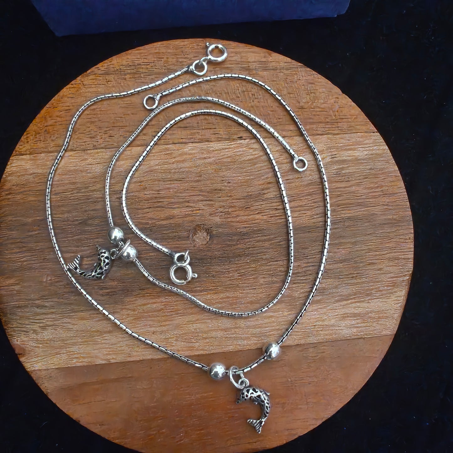 925 Silver Women Anklet With Dlophin ( Pair)