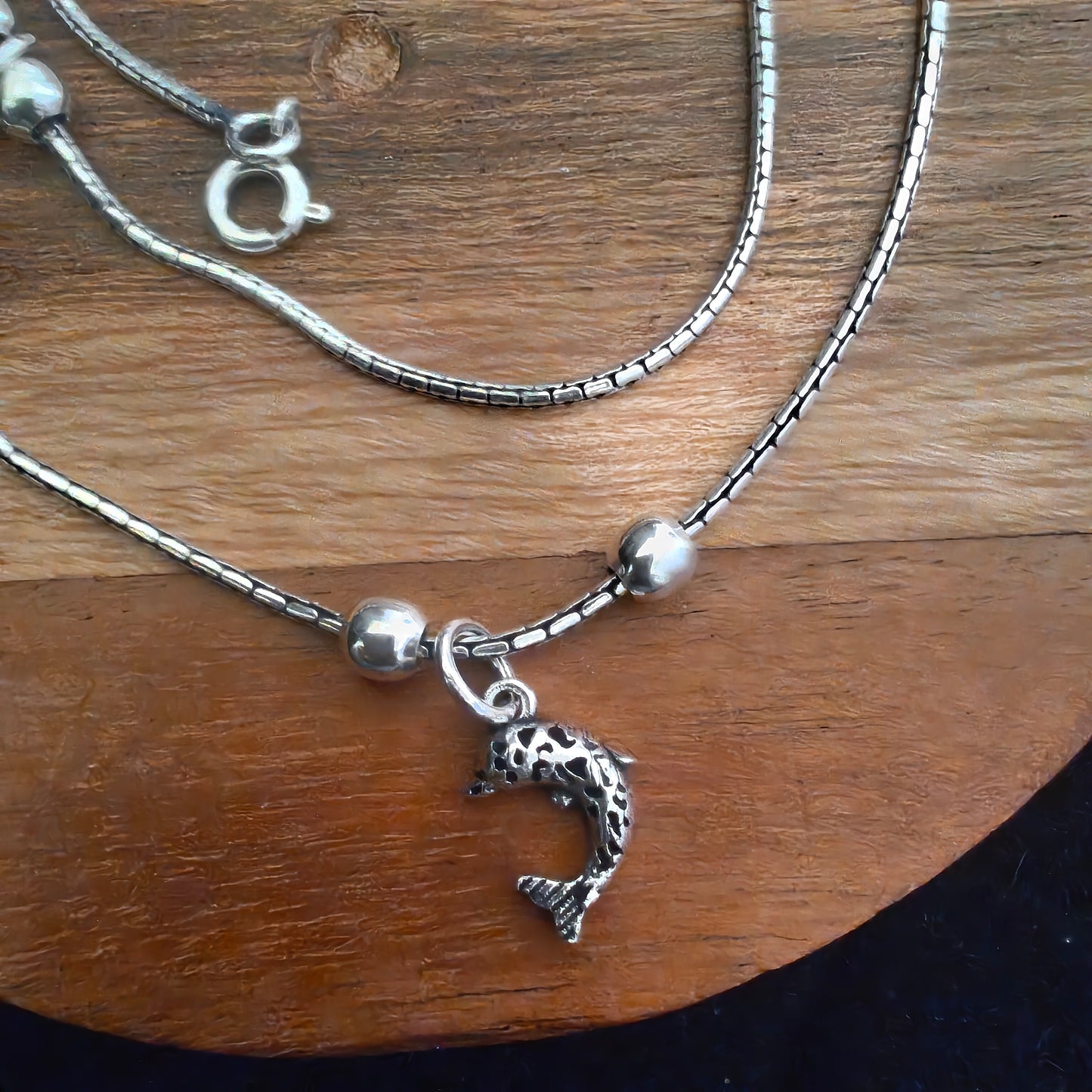 925 Silver Women Anklet With Dlophin ( Pair)