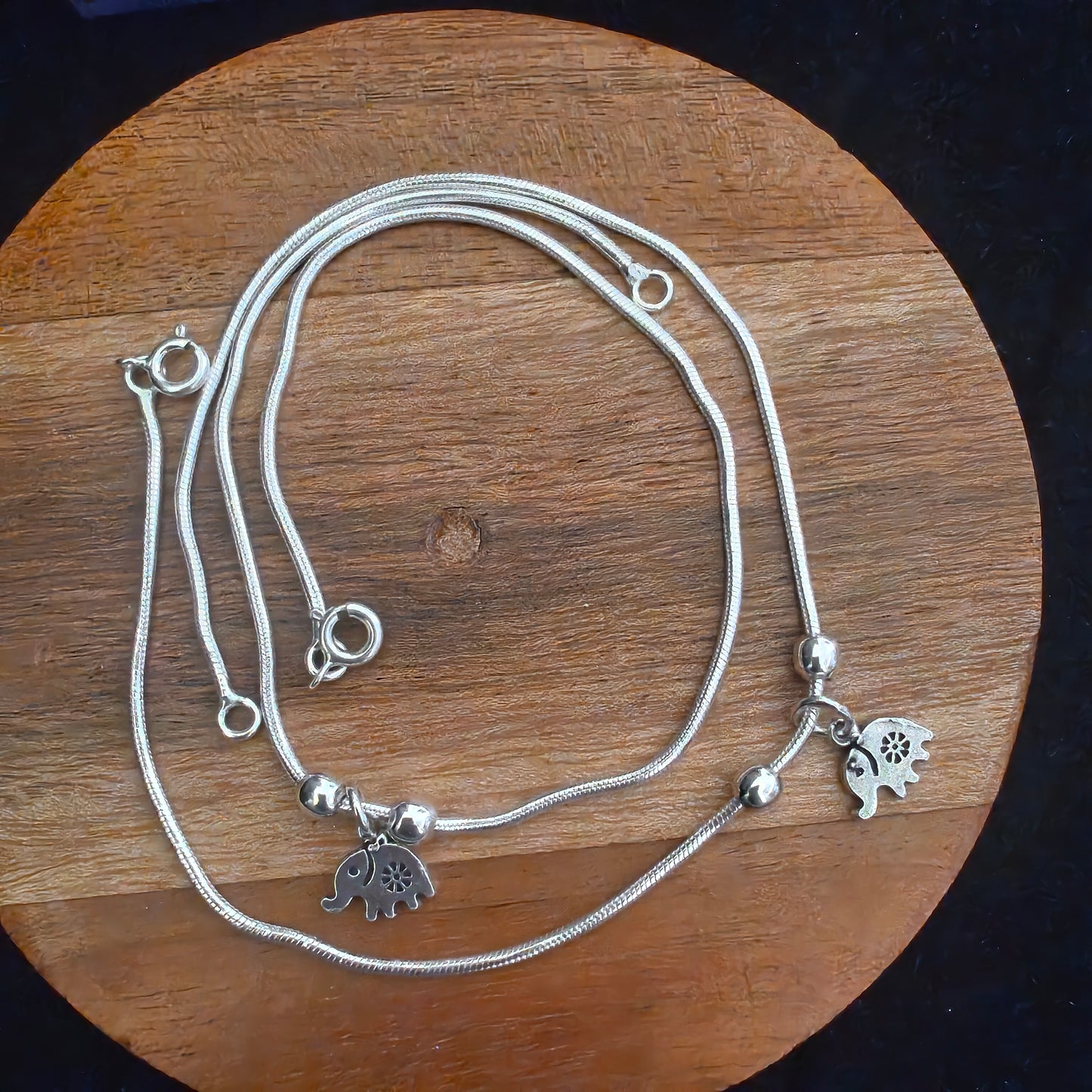 925 Silver Women Anklet With Elephant( Pair)