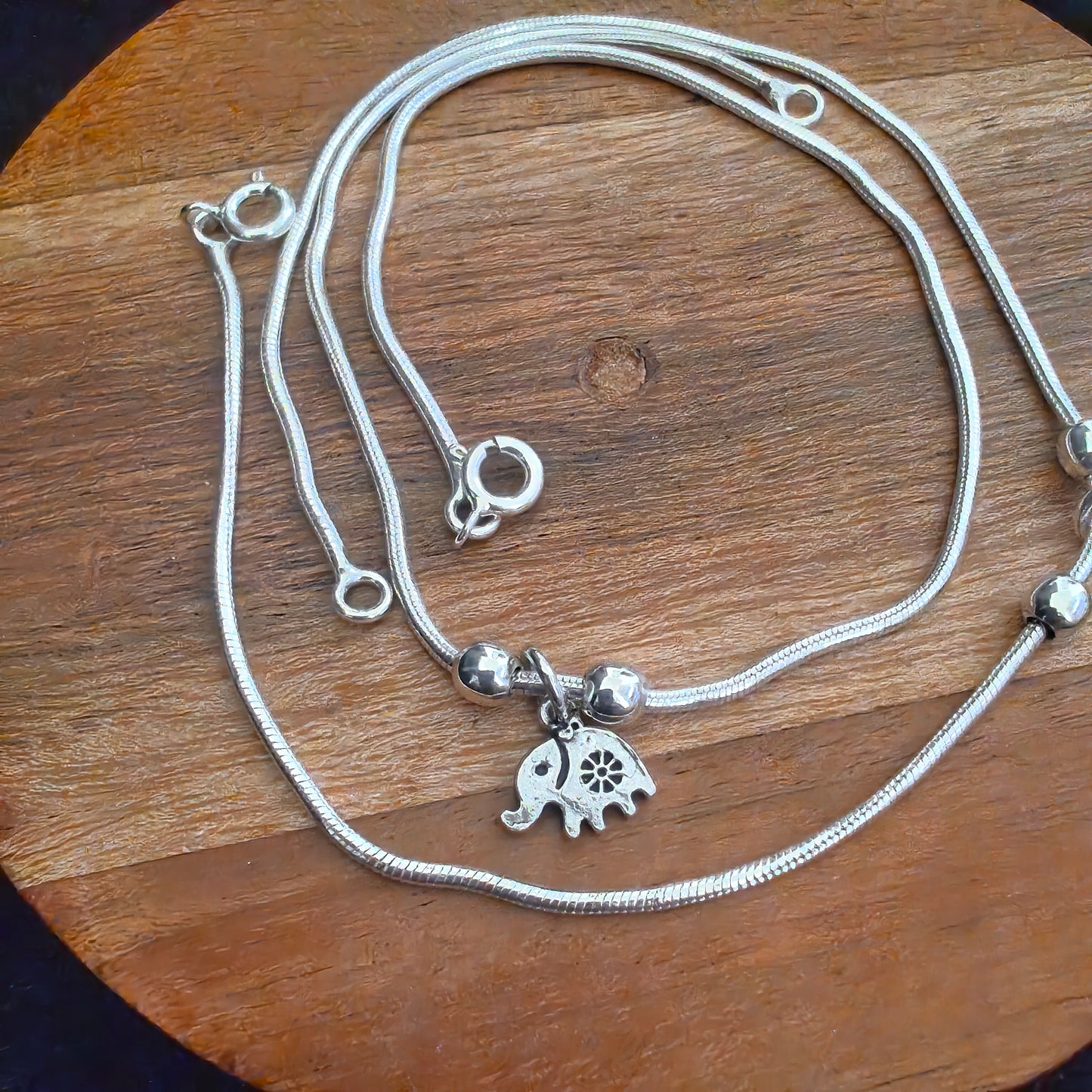 925 Silver Women Anklet With Elephant( Pair)