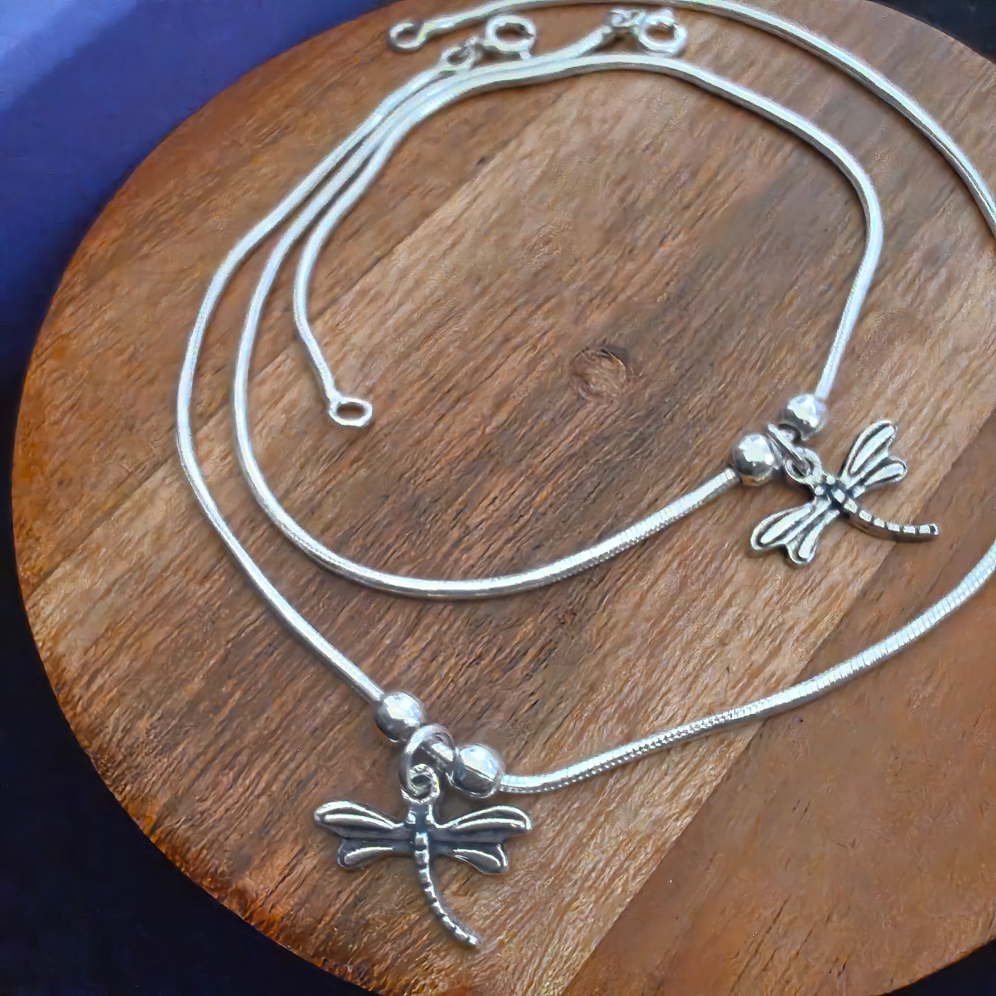 925 Silver Women Anklet With Dragonfly ( Pair)