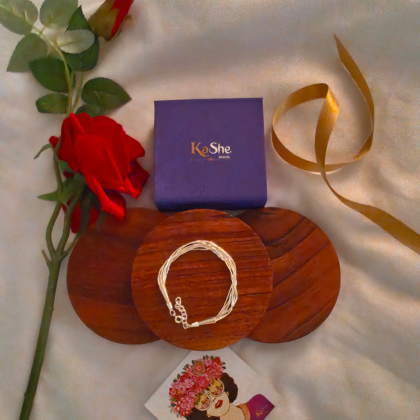 Exquisite Statement Loose Bracelet With Flower Charms (Five-layered)