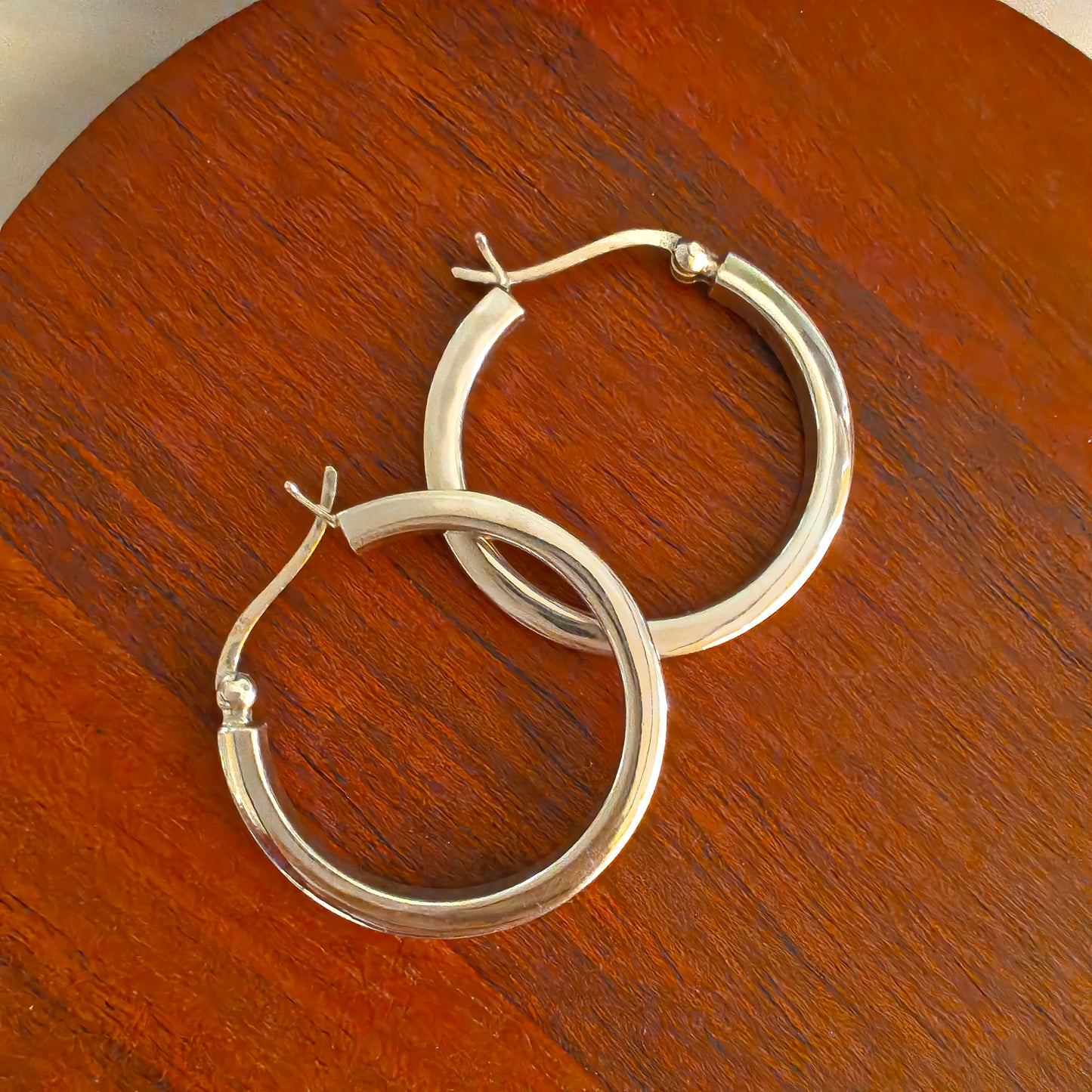 925 Silver Classic Evergreen Hollow Thick Baali Hoops Size