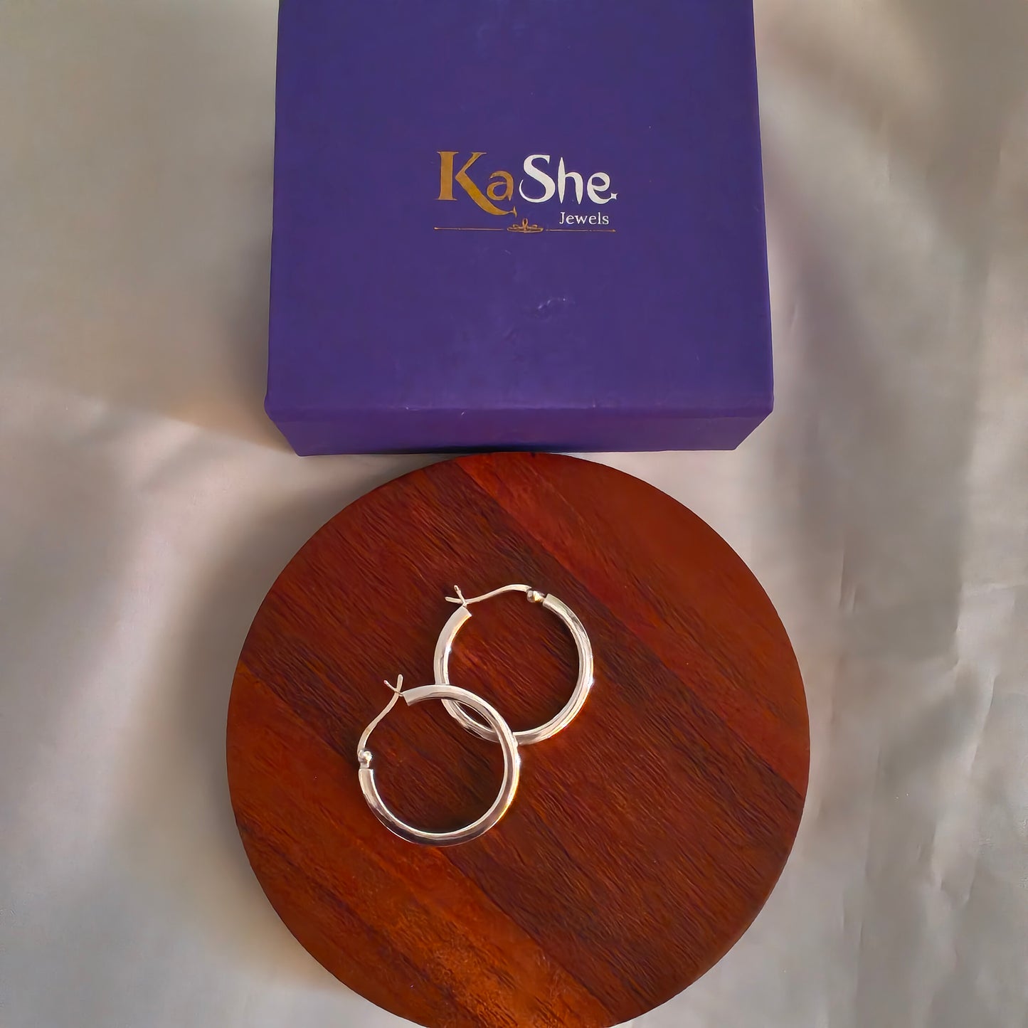 925 Silver Classic Evergreen Hollow Thick Baali Hoops Size