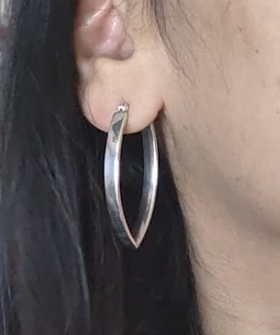 925 Silver Classic Evergreen Hollow Leaf Shape Thick Baali Hoops Size