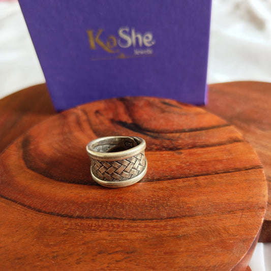 Boho 925 Silver Adjustable Braided Ring Band