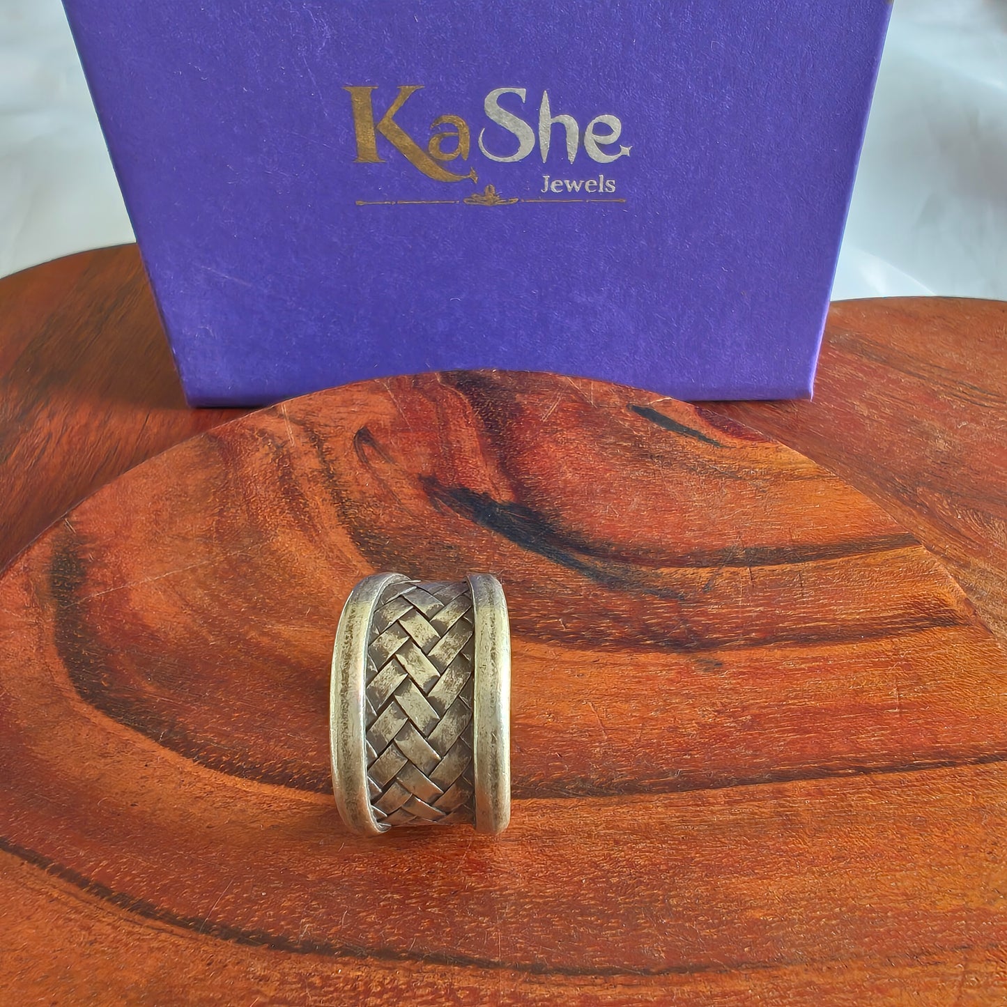 Boho Braided Sterling Silver Ring Small