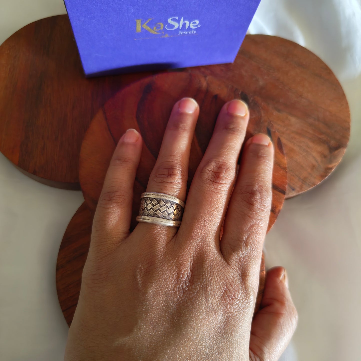 Boho Braided Sterling Silver Ring Small