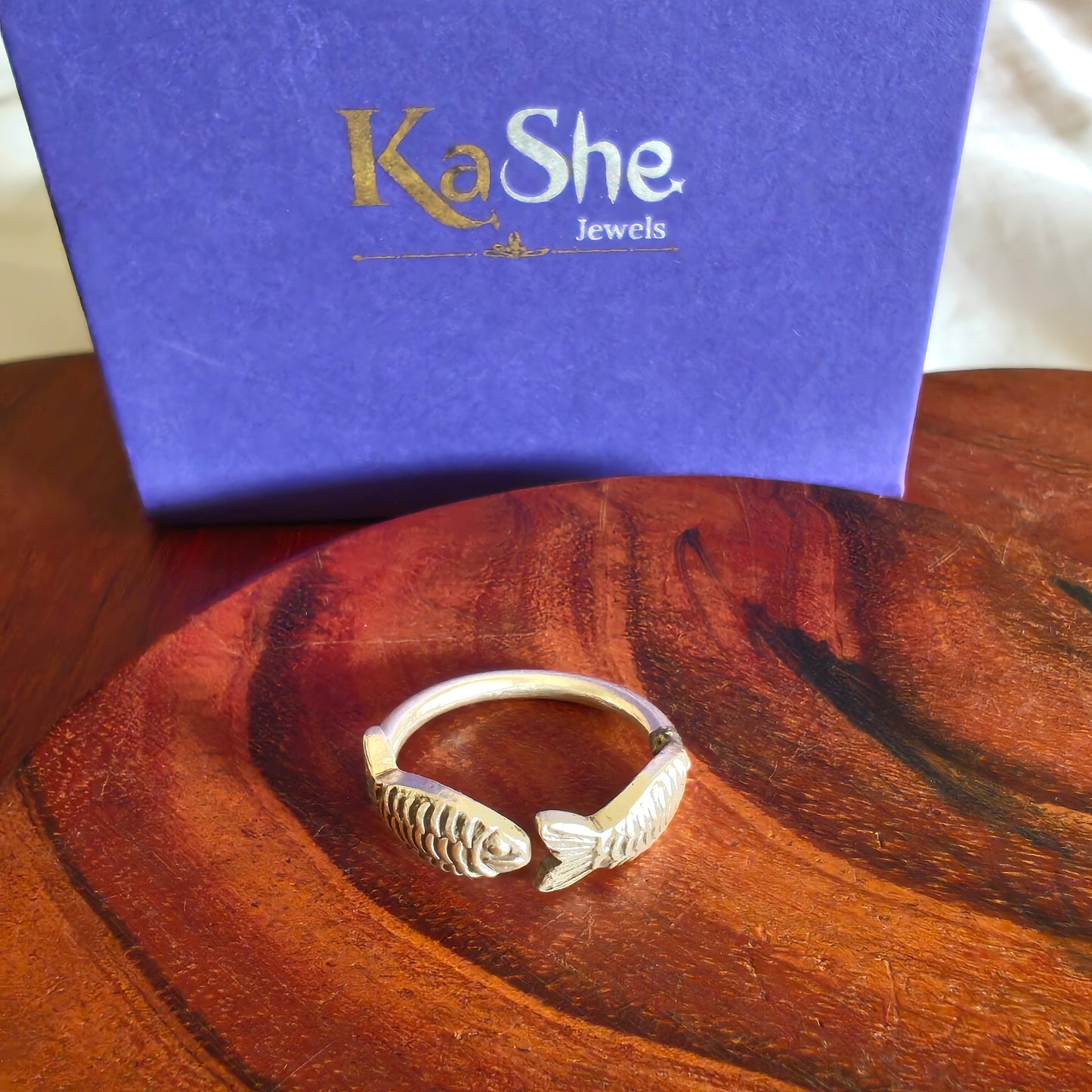Boho Vintage Sleek Double Fish Sterling Silver Ring