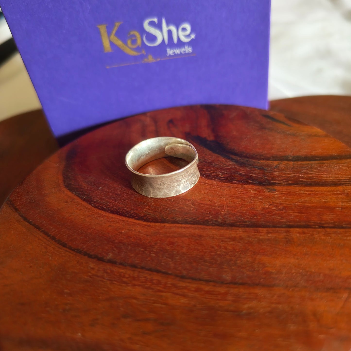 Boho Adjustable Sterling Silver Textured Ring