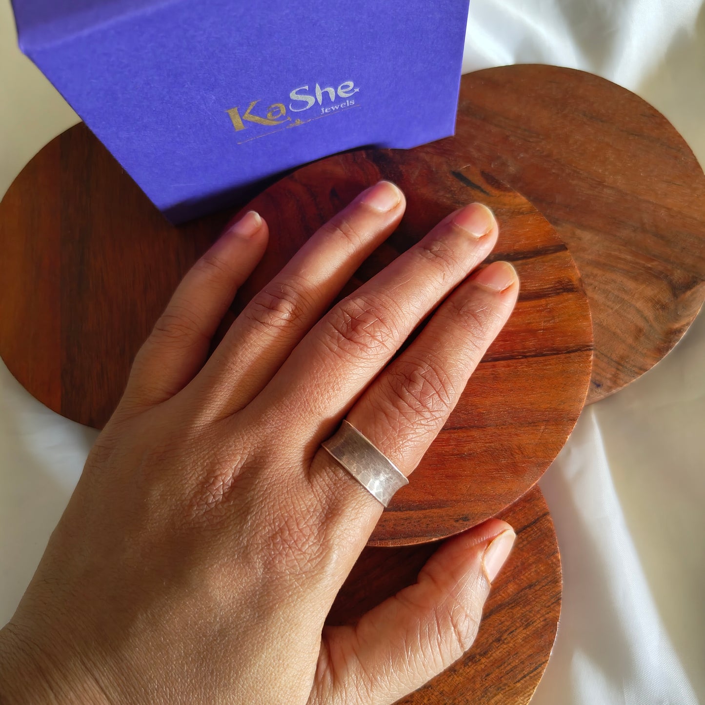 Boho Adjustable Sterling Silver Textured Ring