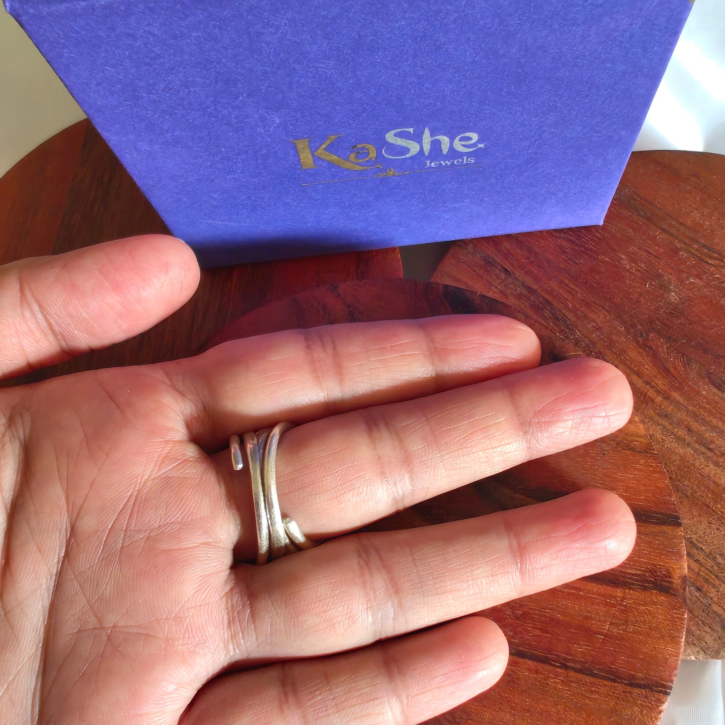 Boho Adjustable Sterling Silver Textured With Scale Ring