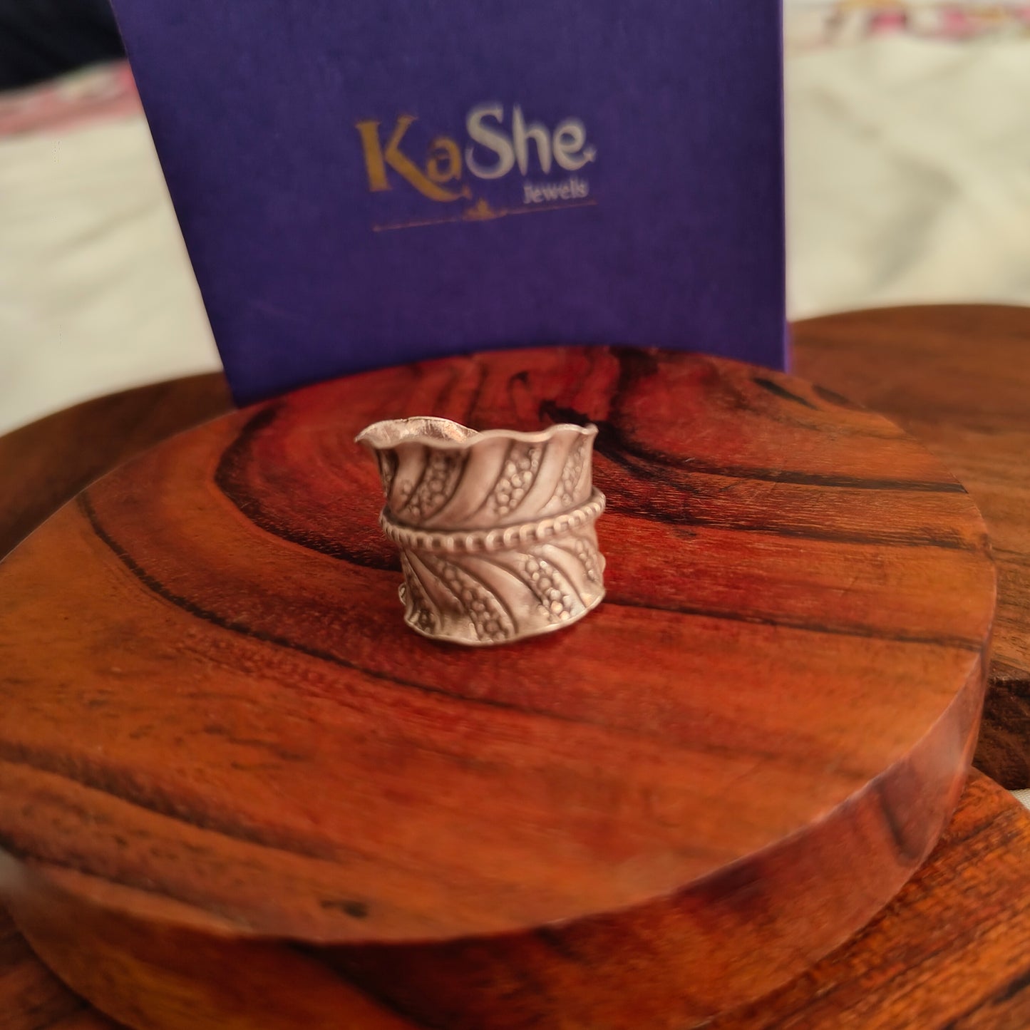 Boho Antique Leaf Sterling Silver Ring With Texture