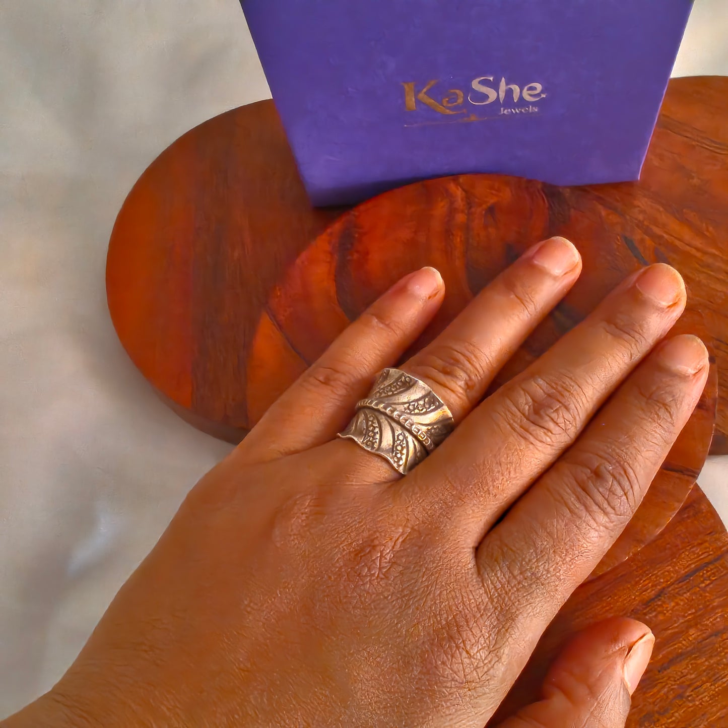 Boho Antique Leaf Sterling Silver Ring With Texture
