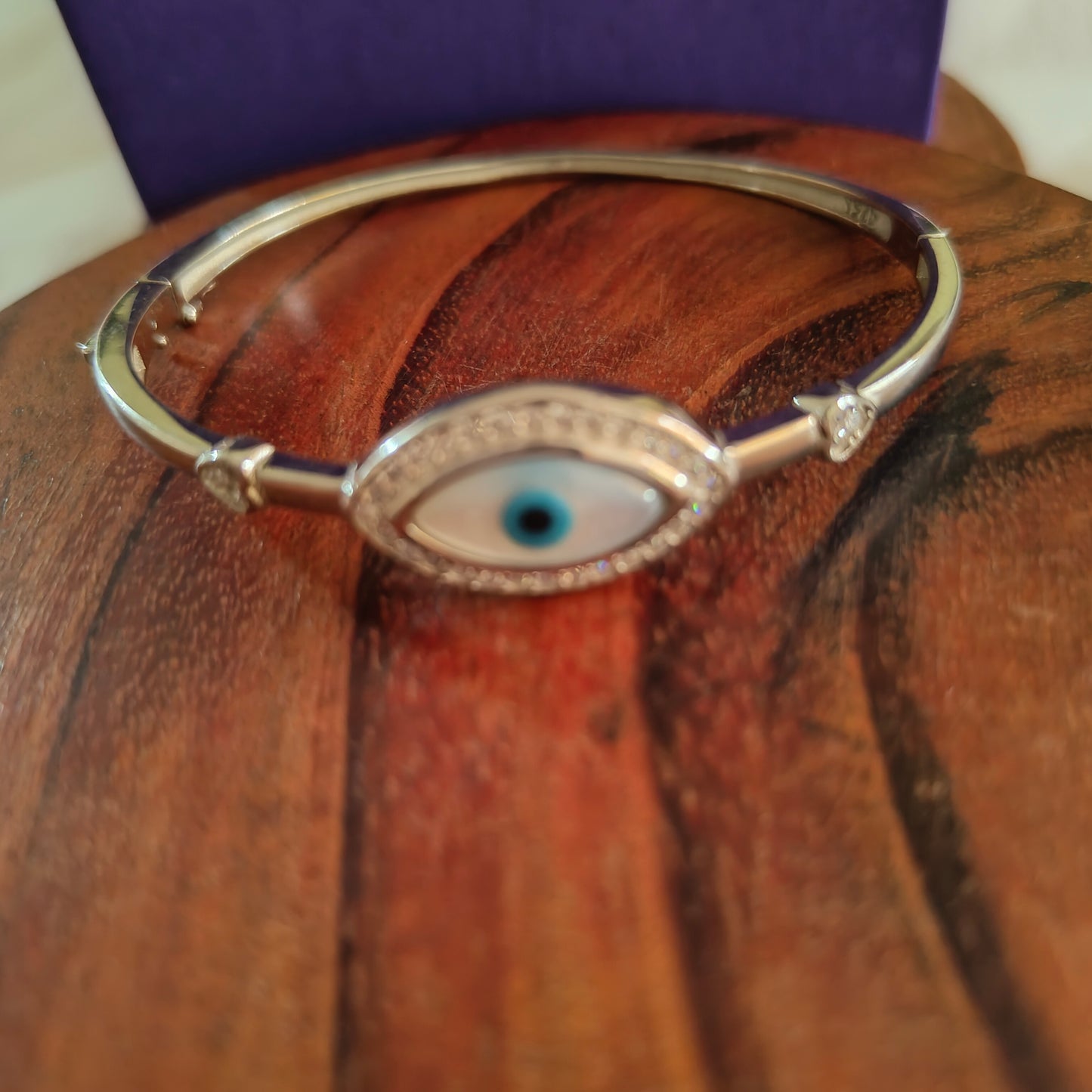 Silver Bracelets Openable Flexi Kada CZ Stones Heart Motif
