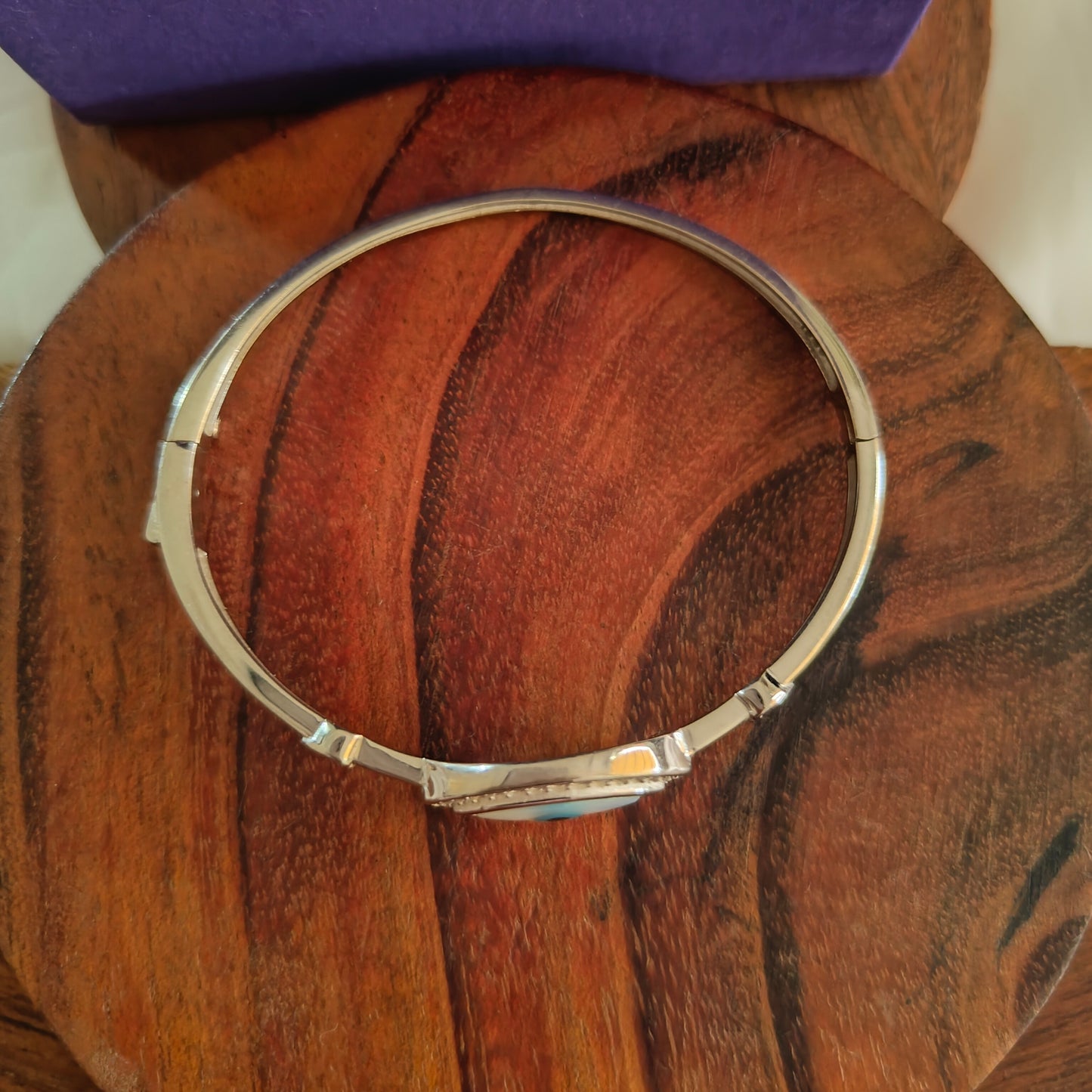 Silver Bracelets Openable Flexi Kada CZ Stones Heart Motif