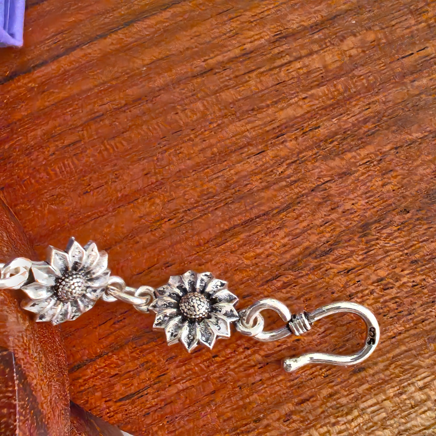 Exquisite 925 Silver Evergreen Sunflower Loose Bracelet