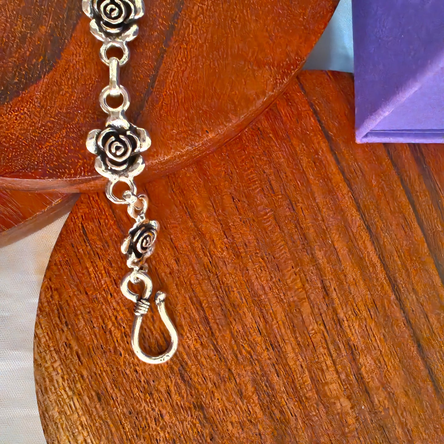 Exquisite 925 Silver Evergreen Rose Loose Bracelet