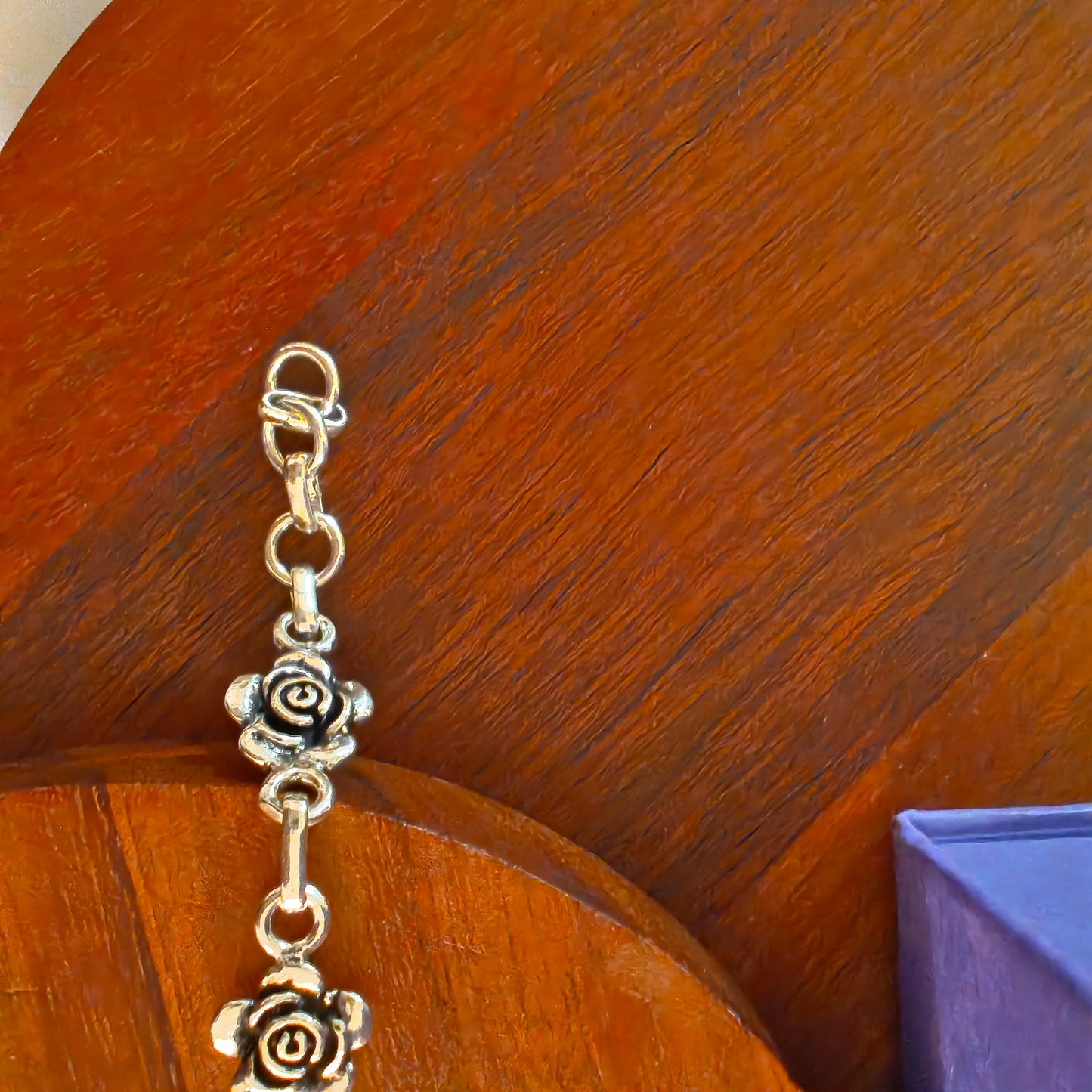 Exquisite 925 Silver Evergreen Rose Loose Bracelet