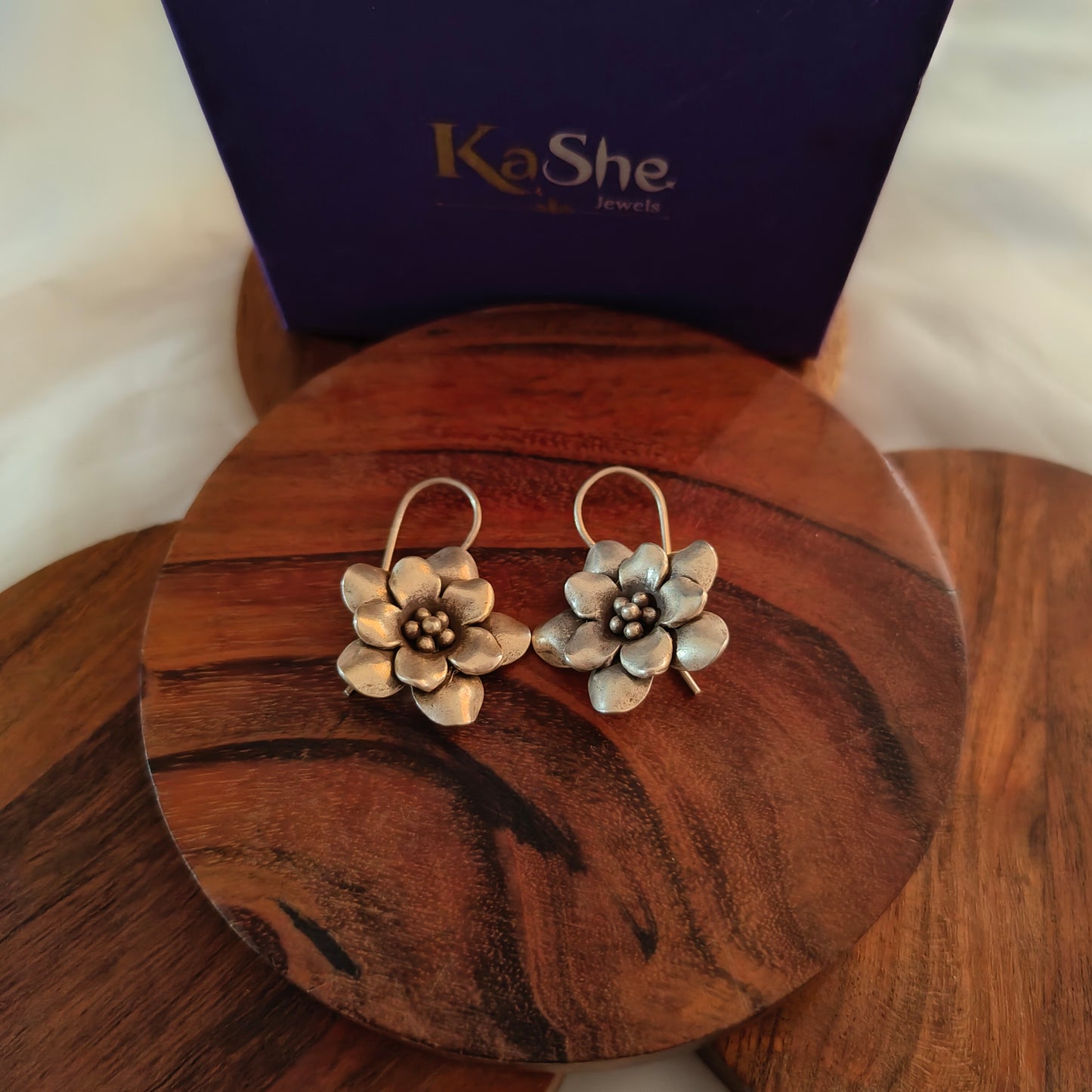 Statement 3D Flower Cherry Blossom Earring With Hooks