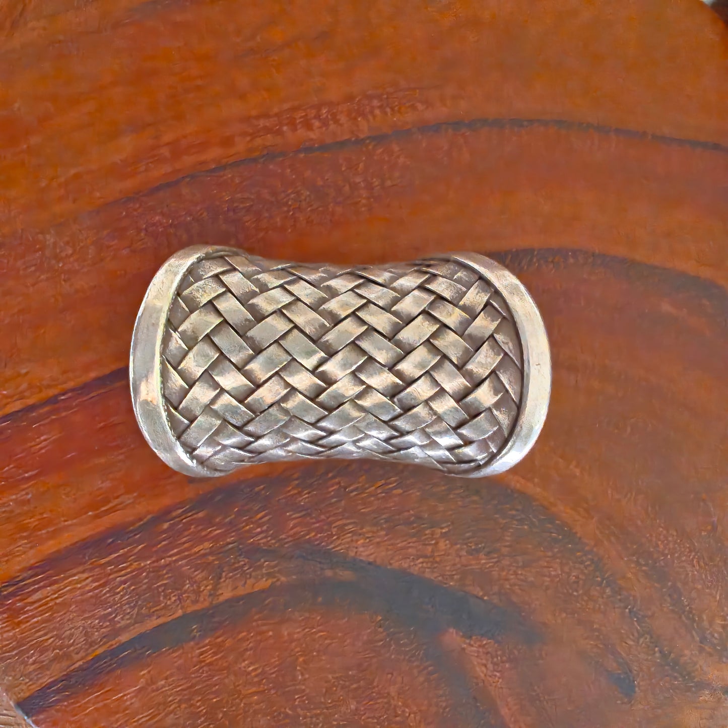 Boho Braided Adjustable Sterling Silver Ring Long (ii)