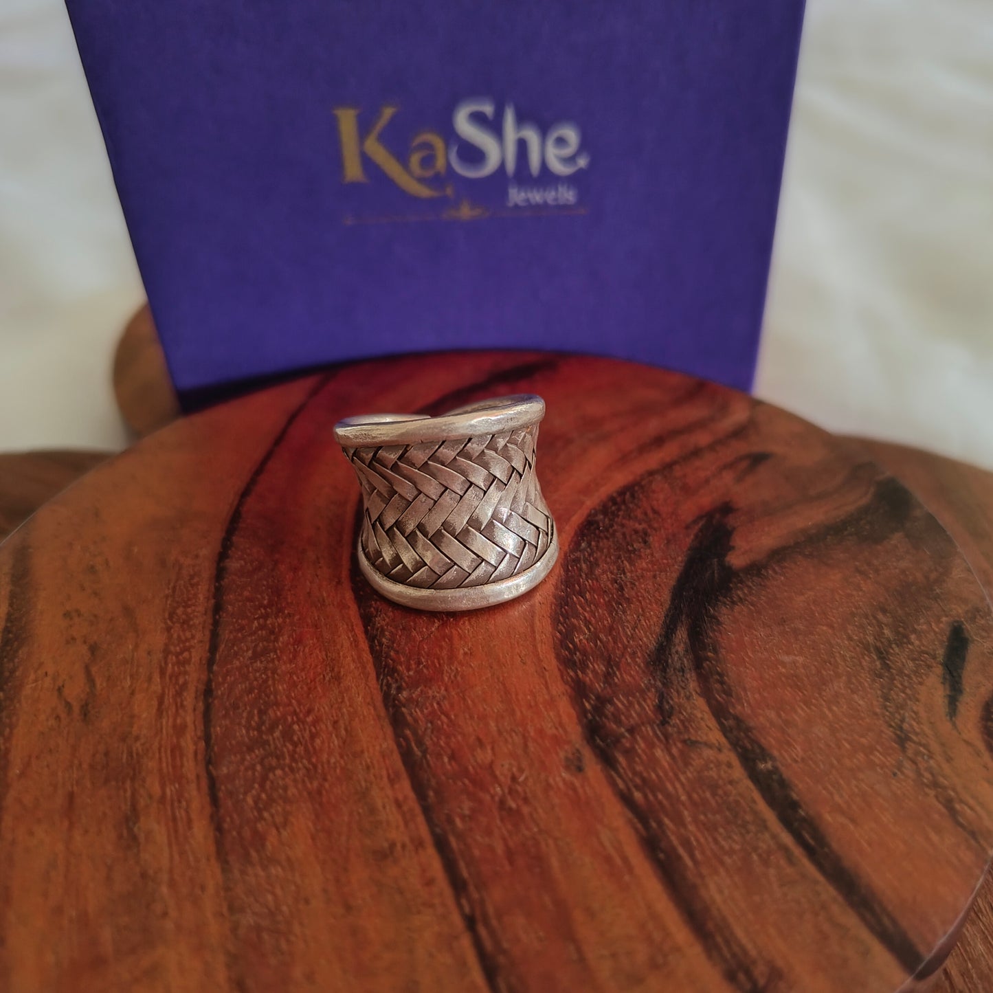 Boho Braided Sterling Silver Ring Medium (ii)